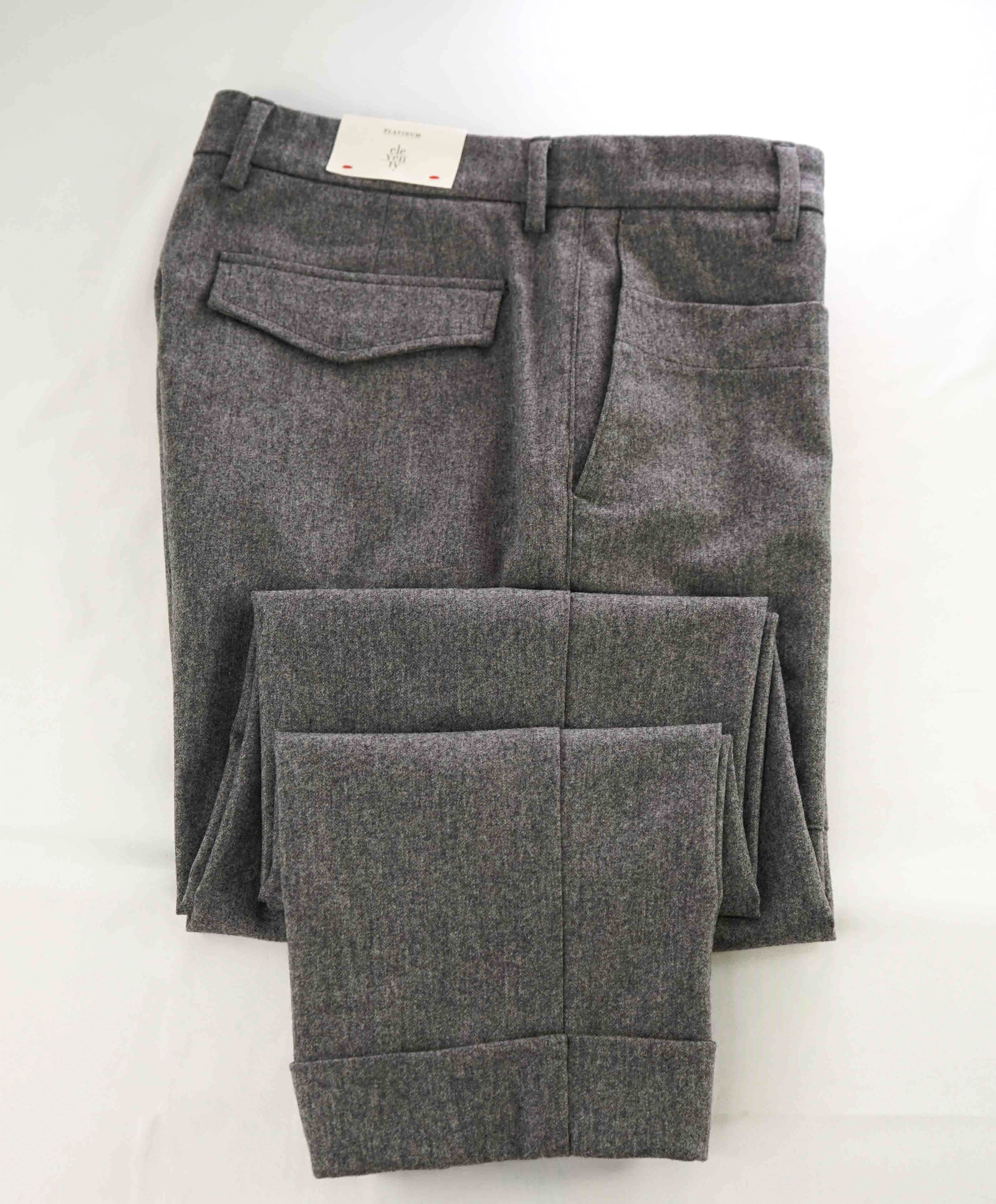 $695 ELEVENTY - Gray Patch Pocket CASHMERE / WOOL Slim Dress Pants- 33W