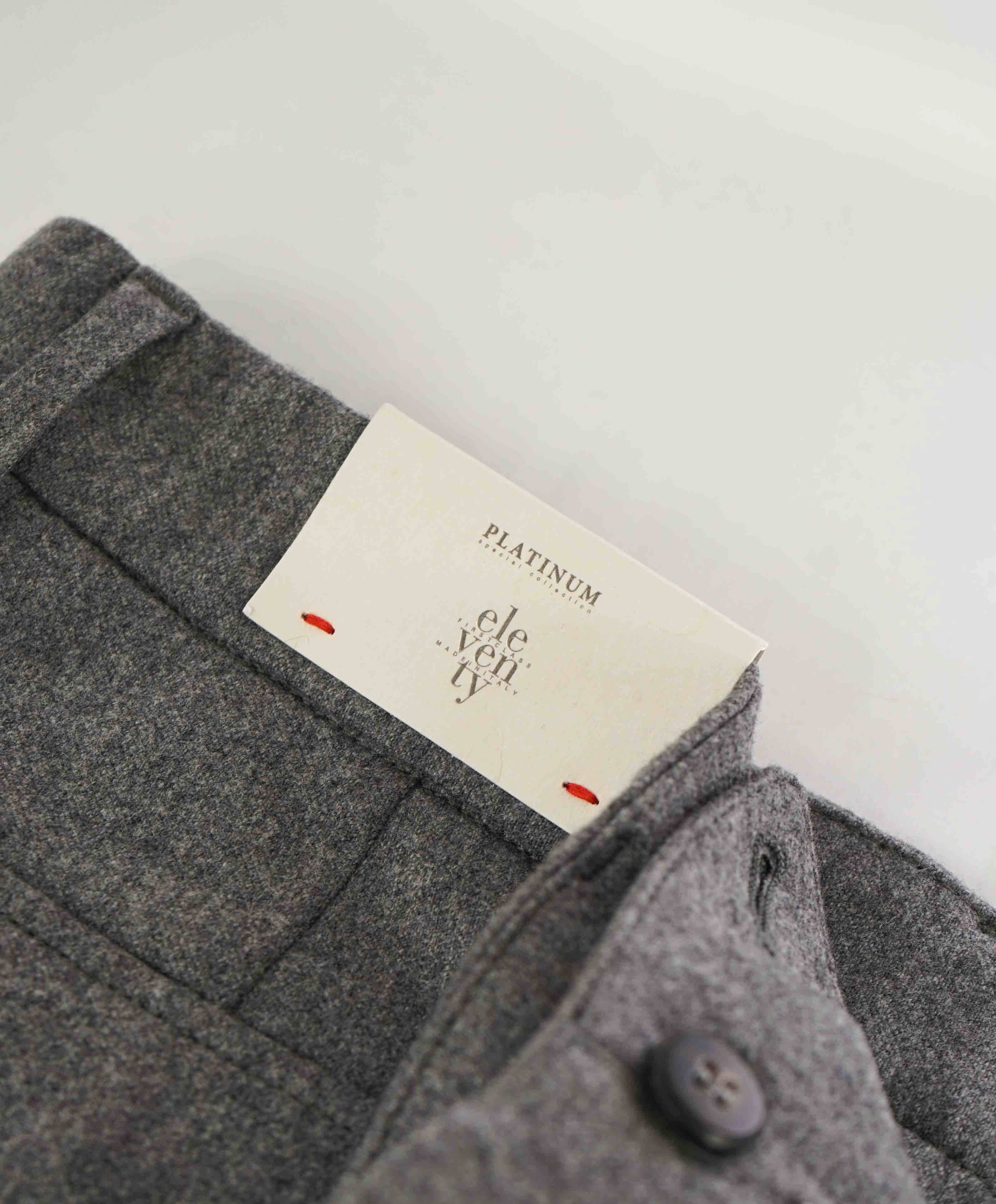 $695 ELEVENTY - Gray Patch Pocket CASHMERE / WOOL Slim Dress Pants- 33W