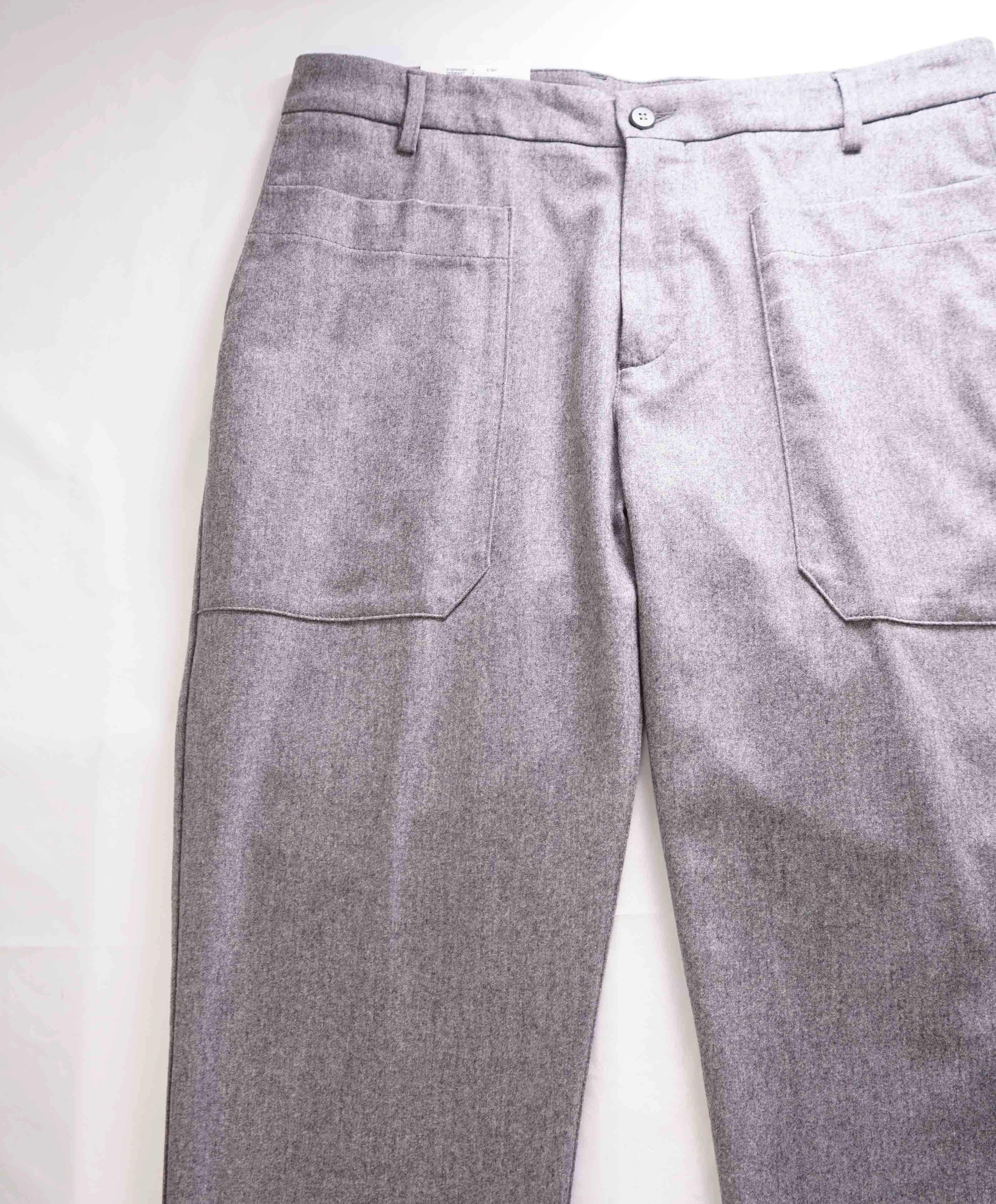 $695 ELEVENTY - Gray Patch Pocket CASHMERE / WOOL Slim Dress Pants- 33W