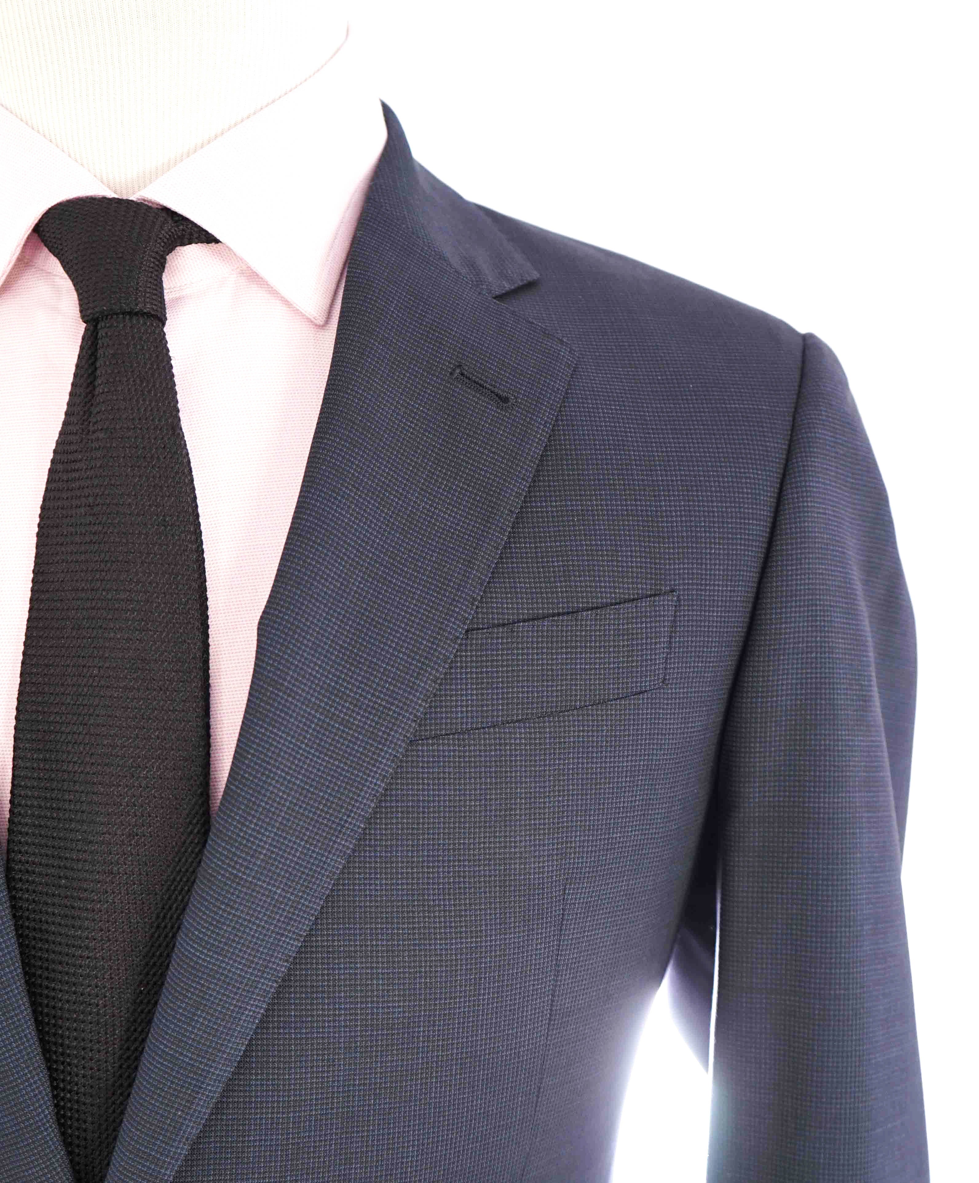 $1,495 ARMANI COLLEZIONI - “G Line” Blue Micro Check Blazer - 40R