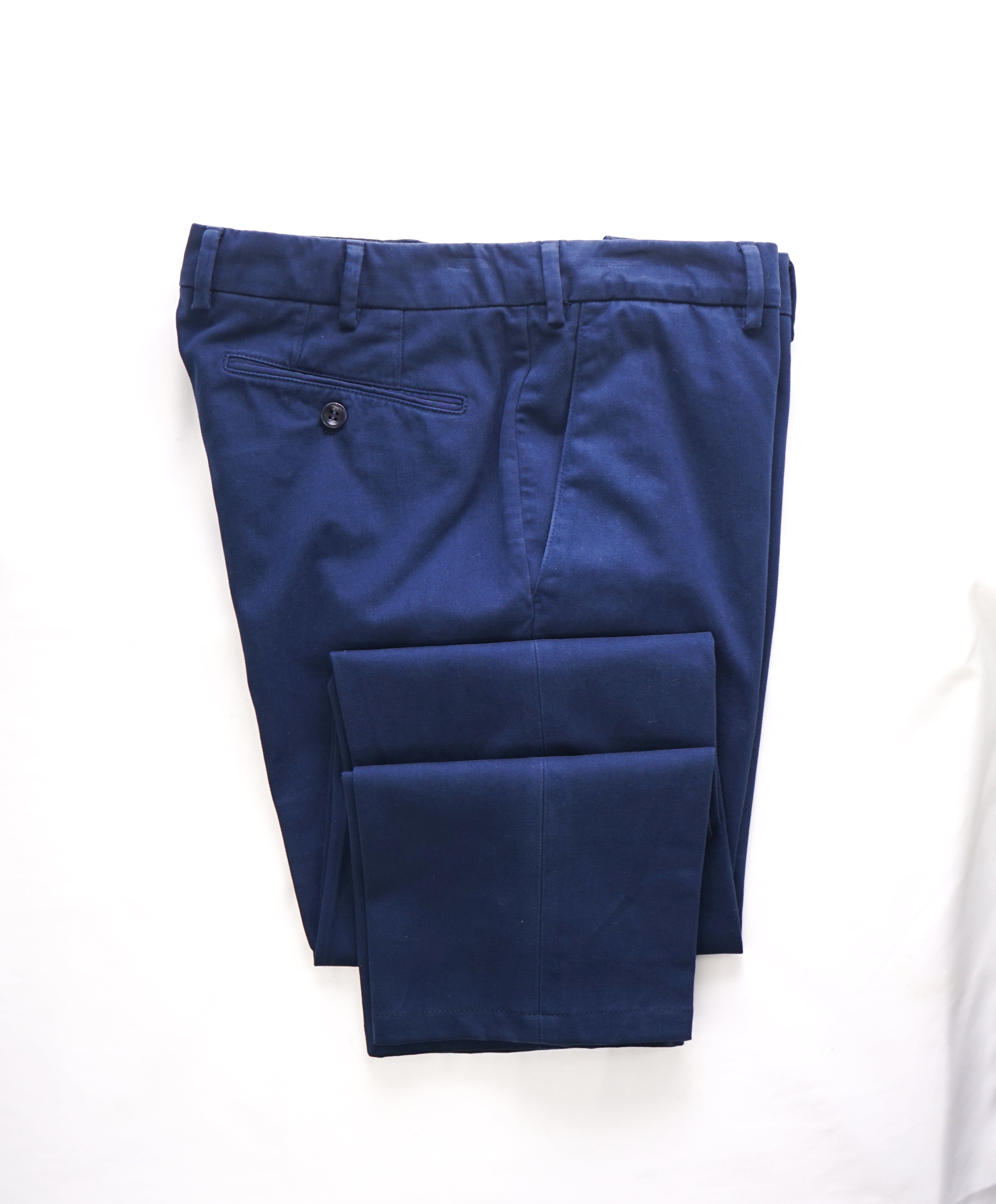 LORO PIANA - Soft Blue Cotton/Elastane Flat Front Pants - 32W (48EU)