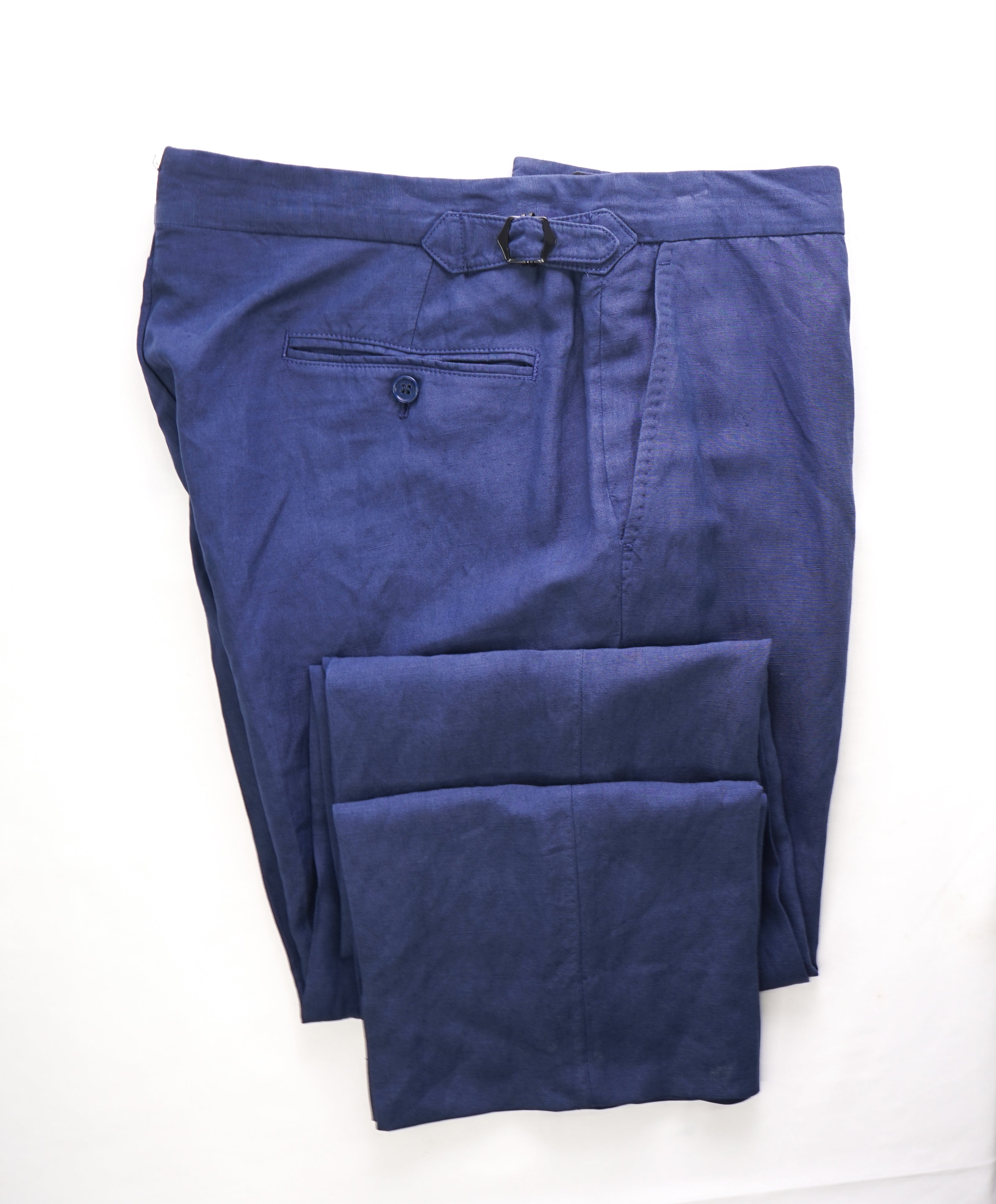 RALPH LAUREN PURPLE LABEL - LINEN/SILK Distressed Blue Pants Side Tabs - 36W