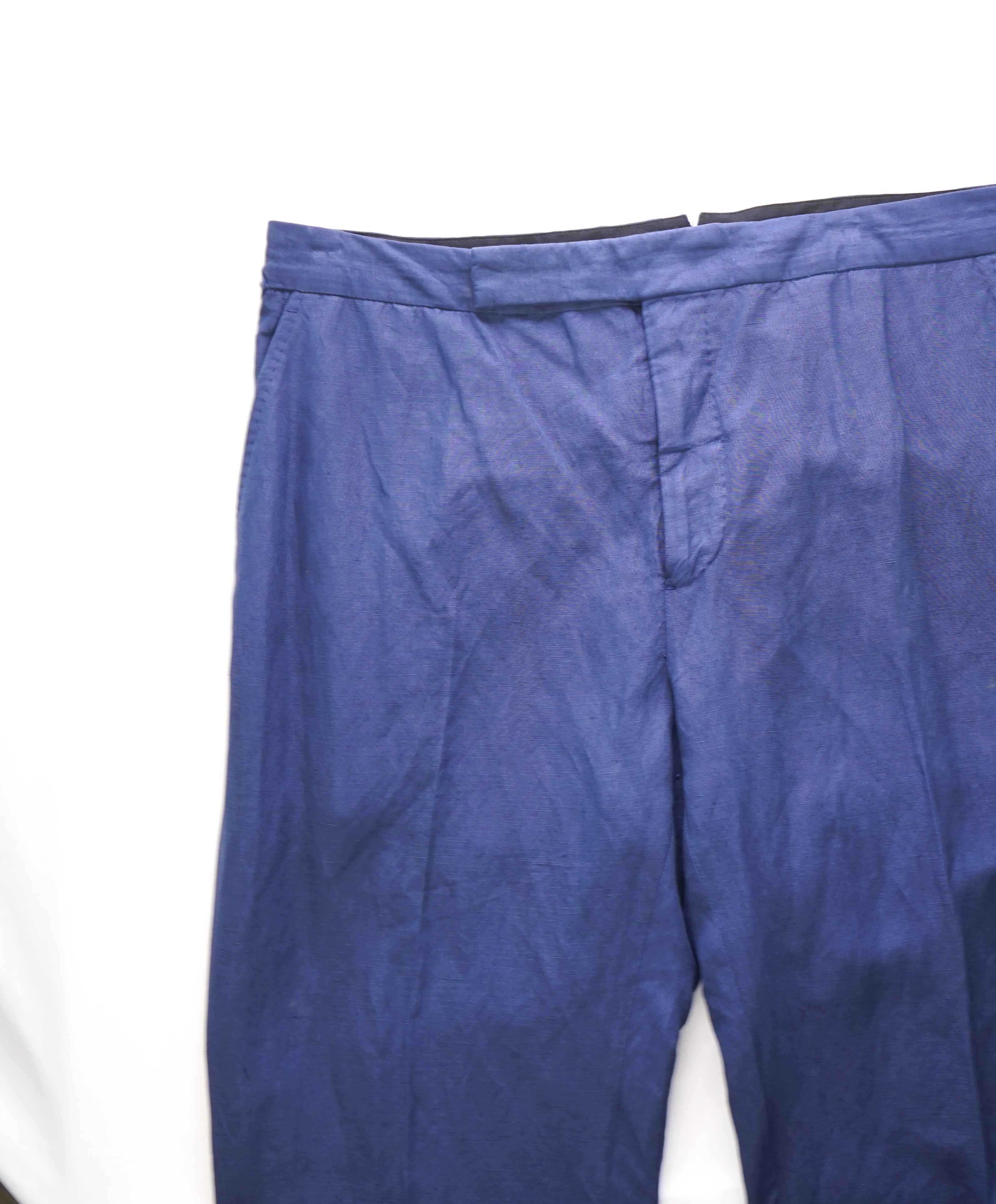 RALPH LAUREN PURPLE LABEL - LINEN/SILK Distressed Blue Pants Side Tabs - 36W