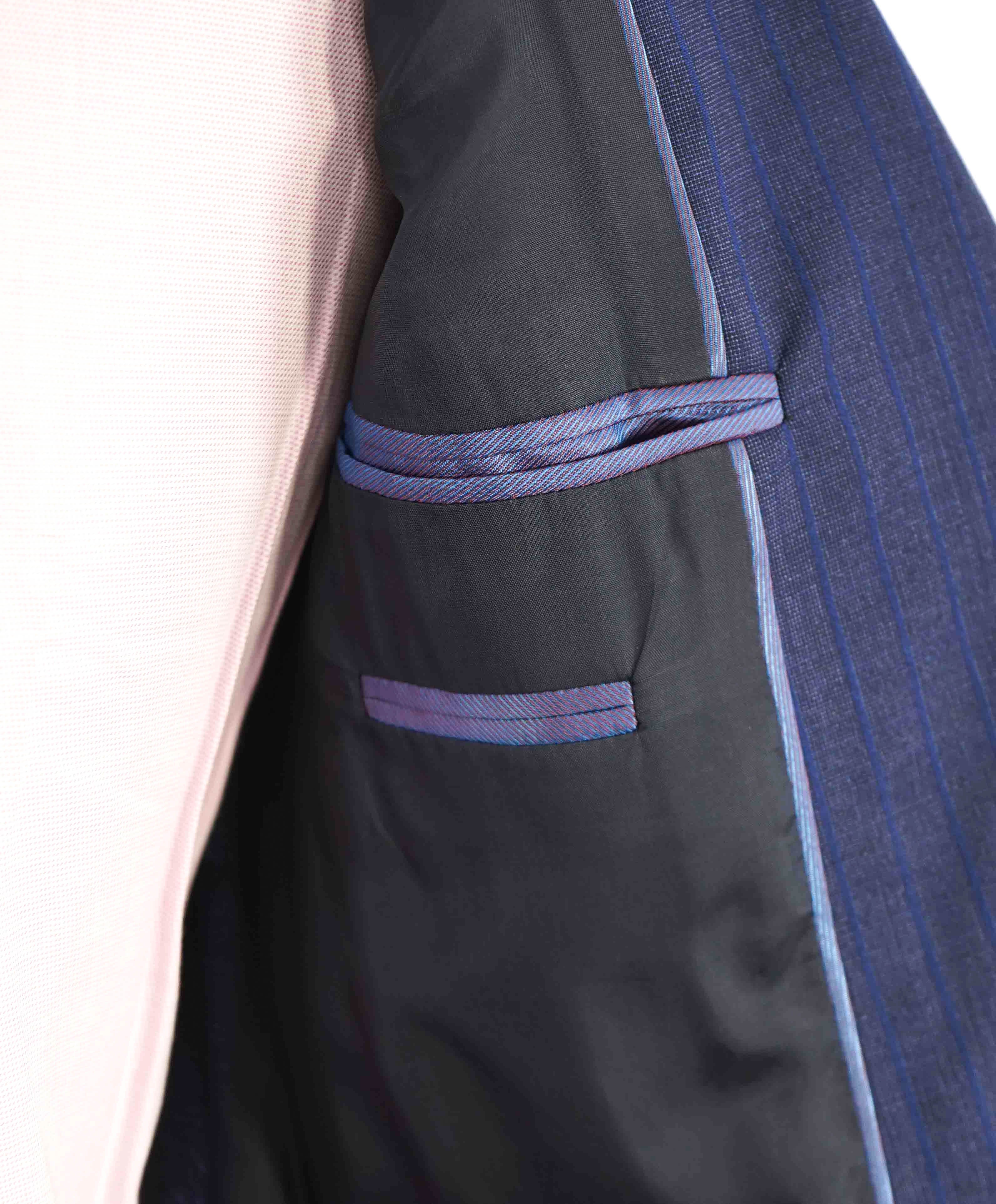 $1,495 ARMANI COLLEZIONI - “G Line” Blue Tonal Stripe Blazer - 38S