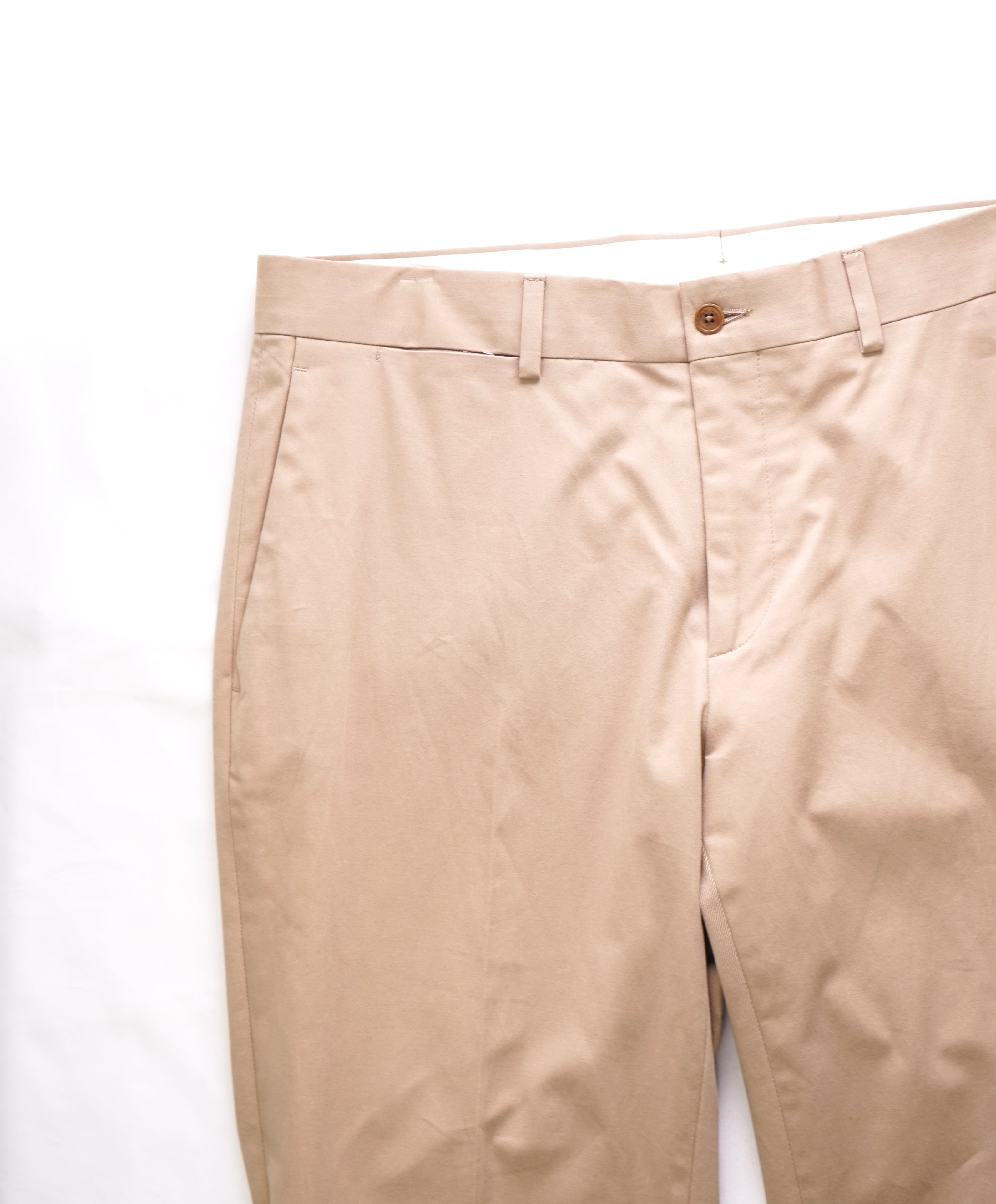 RALPH LAUREN PURPLE LABEL - Beige Cotton/Elastane Flat Front Pants - 34W 32L