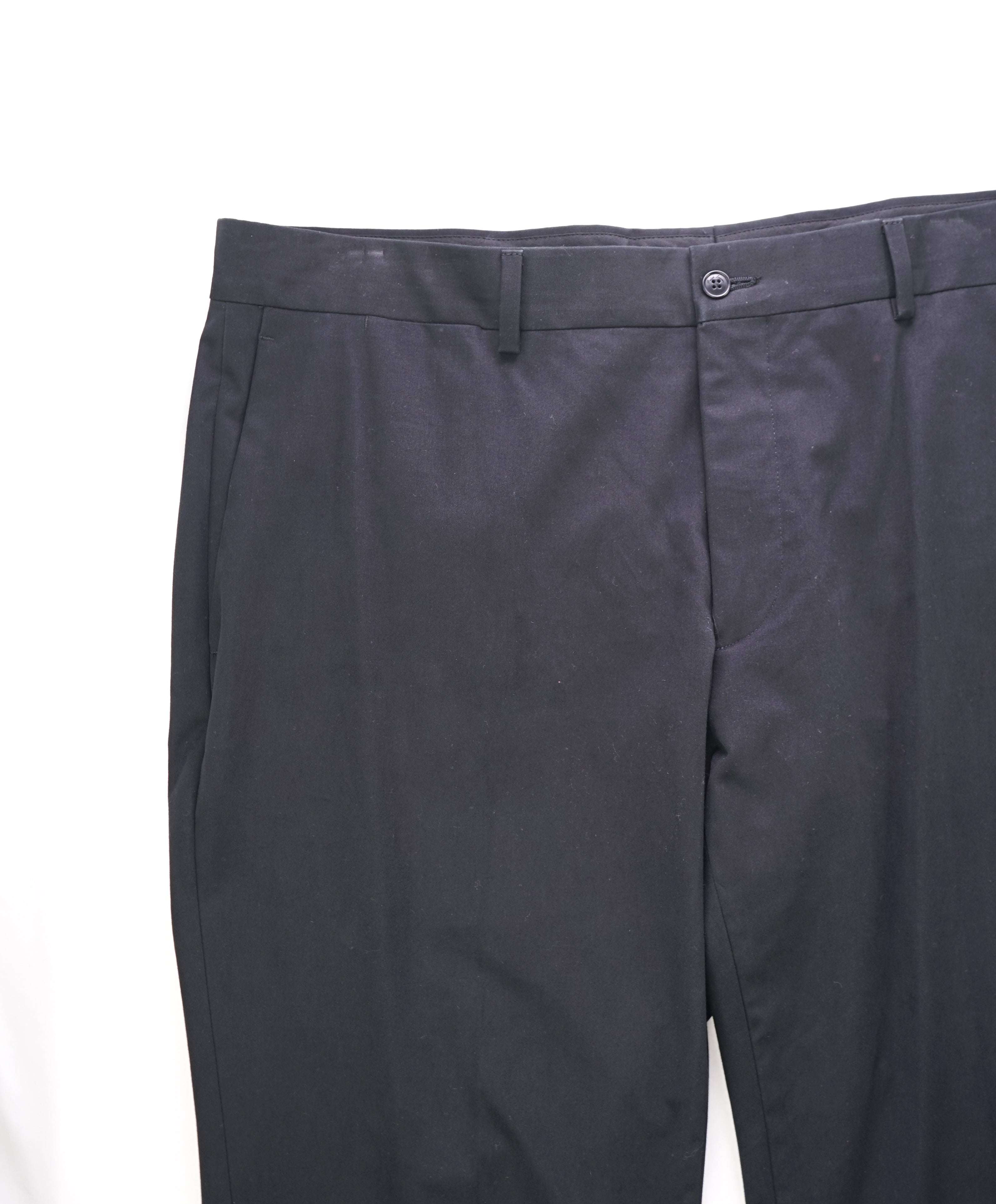 RALPH LAUREN PURPLE LABEL - Black Cotton/Elastane Flat Front Pants - 38W 32L