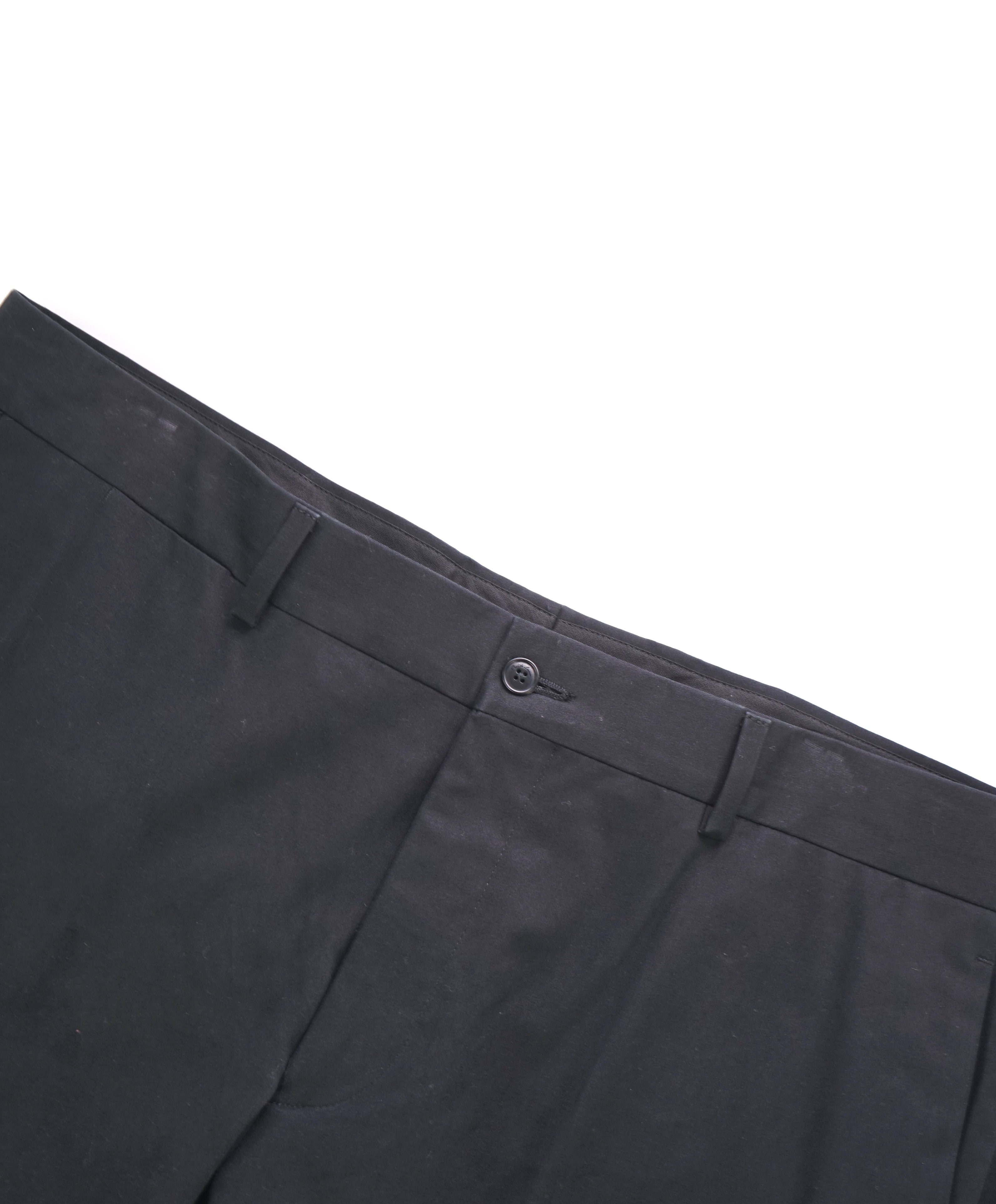 RALPH LAUREN PURPLE LABEL - Black Cotton/Elastane Flat Front Pants - 38W 32L