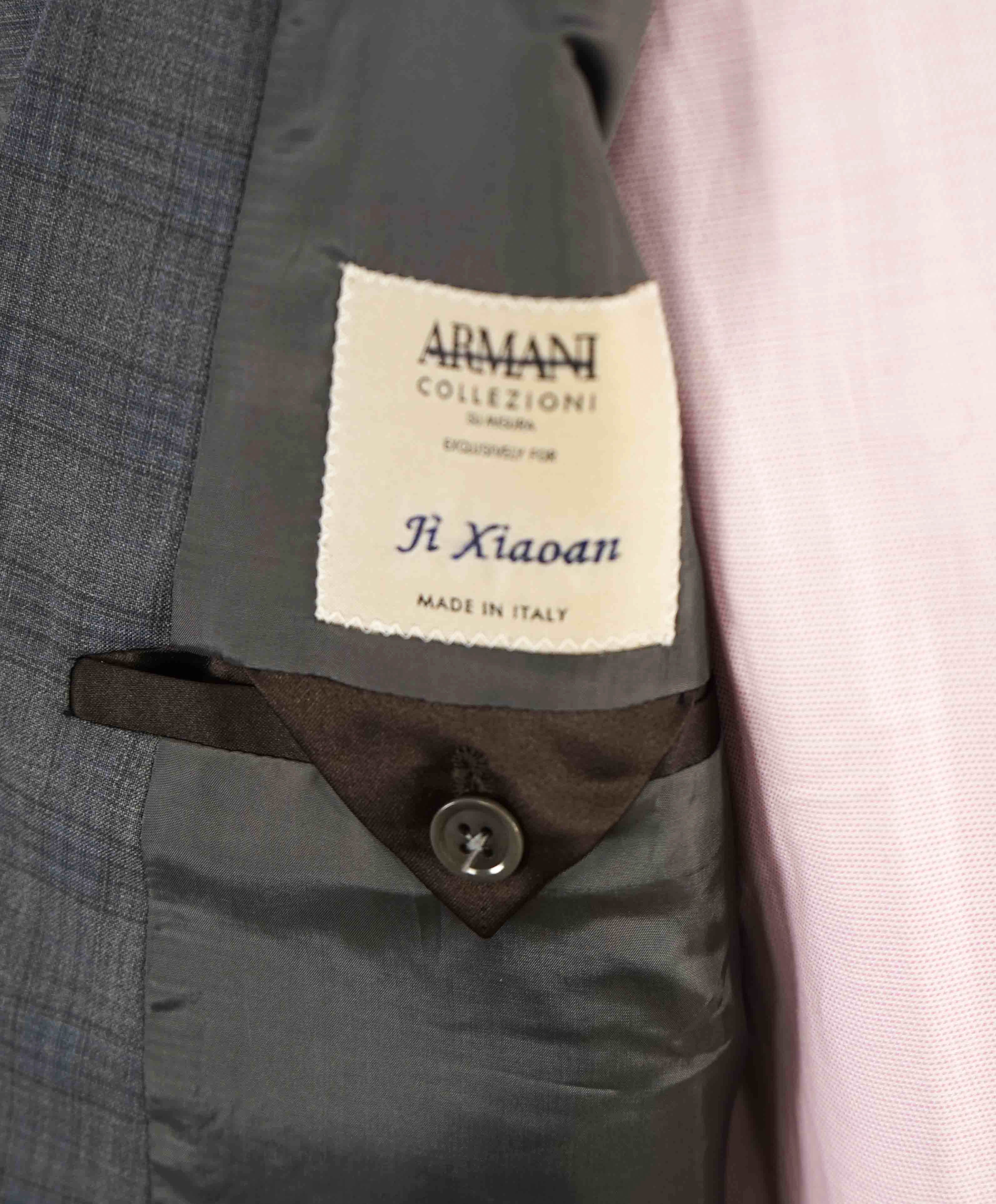 $1,795 ARMANI COLLEZIONI - “Su Misura” ITALY Gray Check Plaid Blazer - 48R