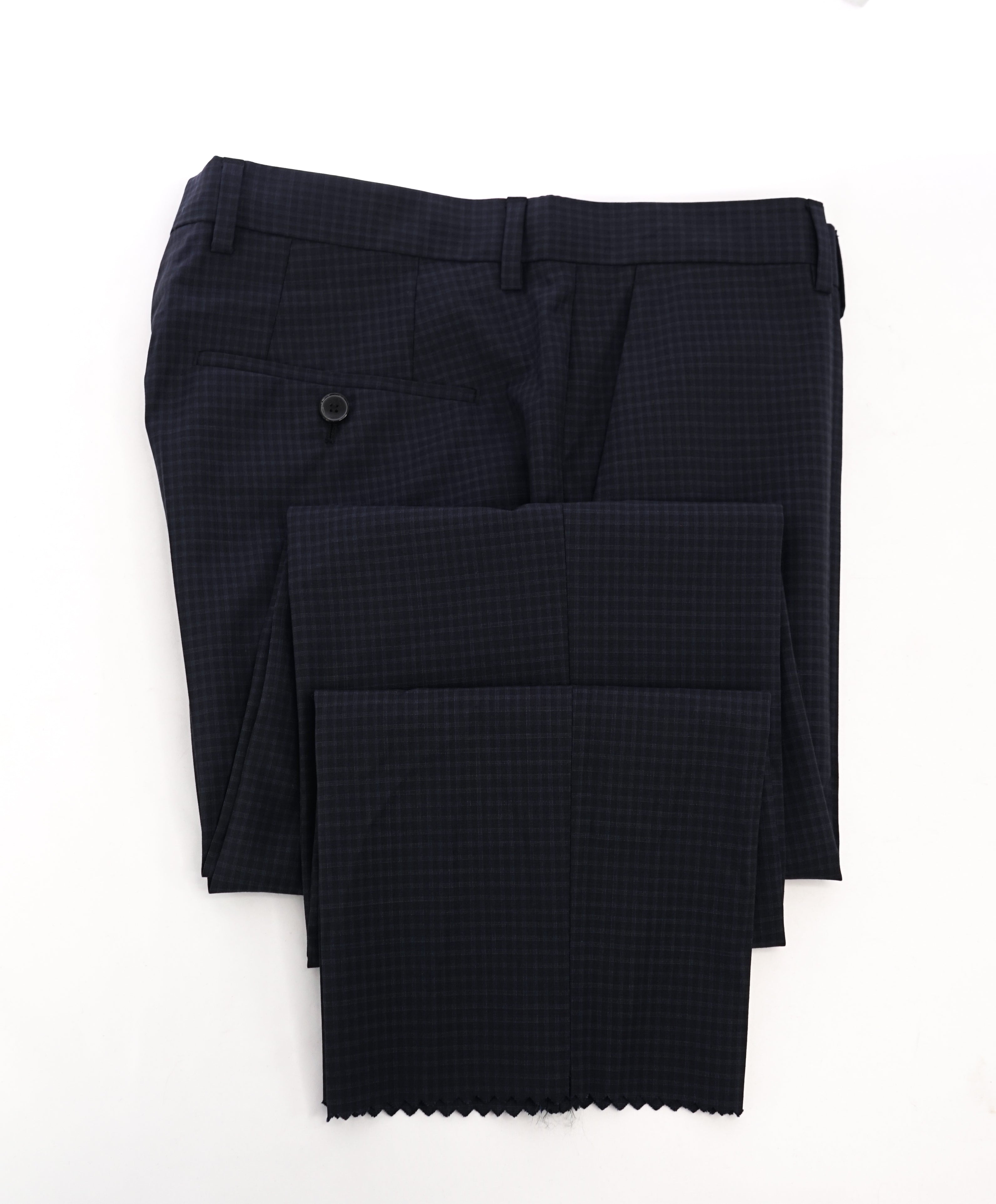 HUGO BOSS - Gray Navy Check Flat Front Dress Pants - 32W