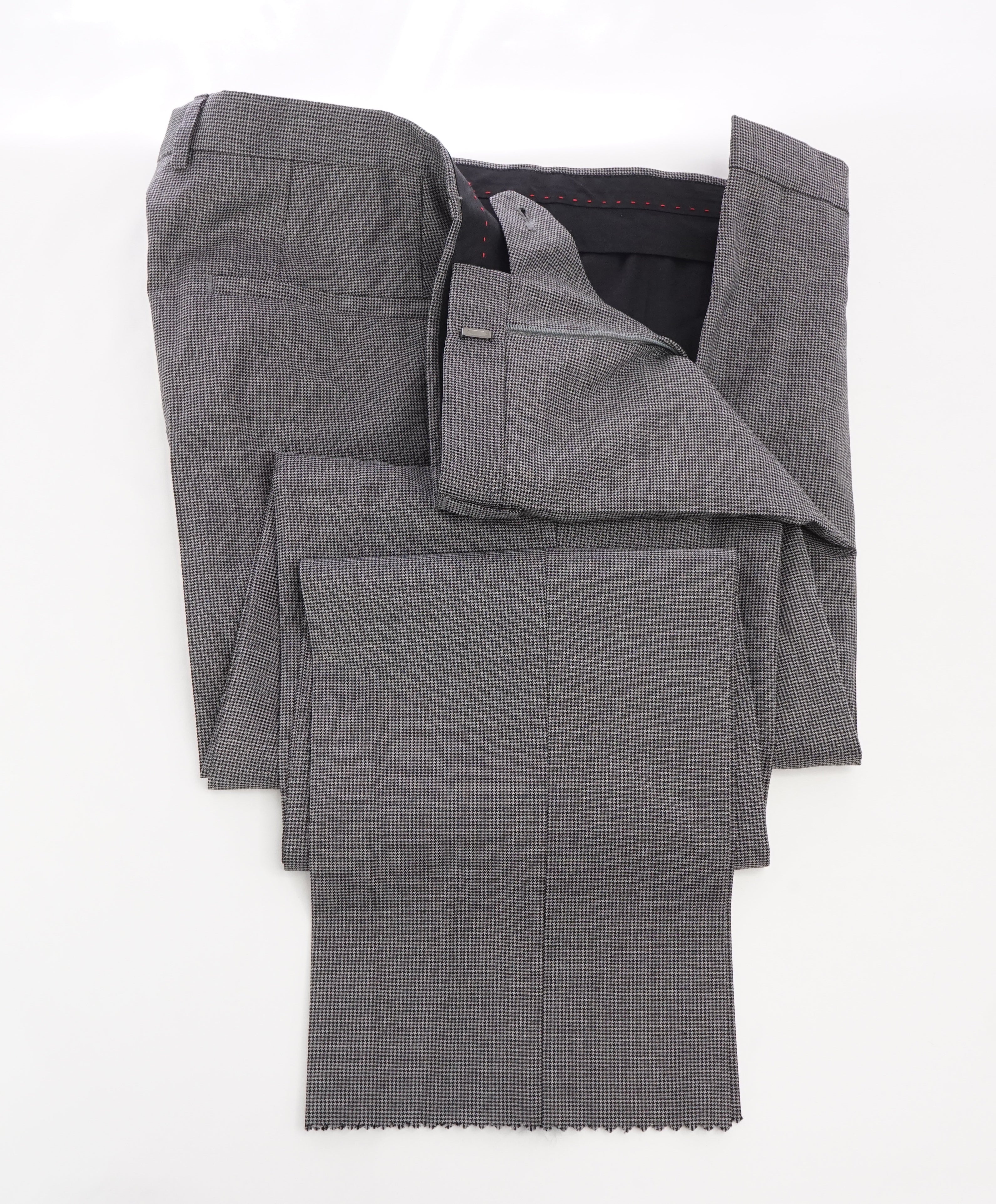 HUGO BOSS - Gray Houndstooth "Astian/Hets" Slim Flat Front Dress Pants - 33W