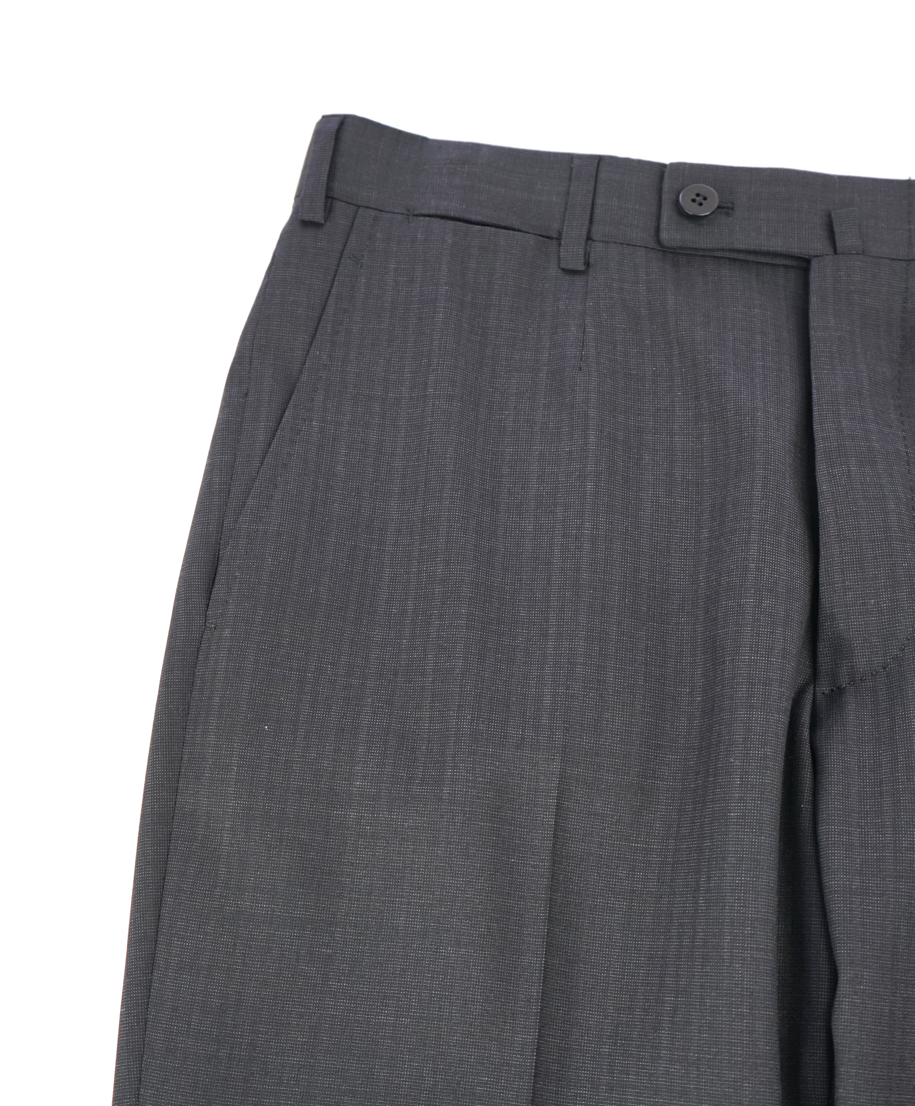 ISAIA - Gray Shadow Stripe Tonal Dress Pants Flat Front - 32W