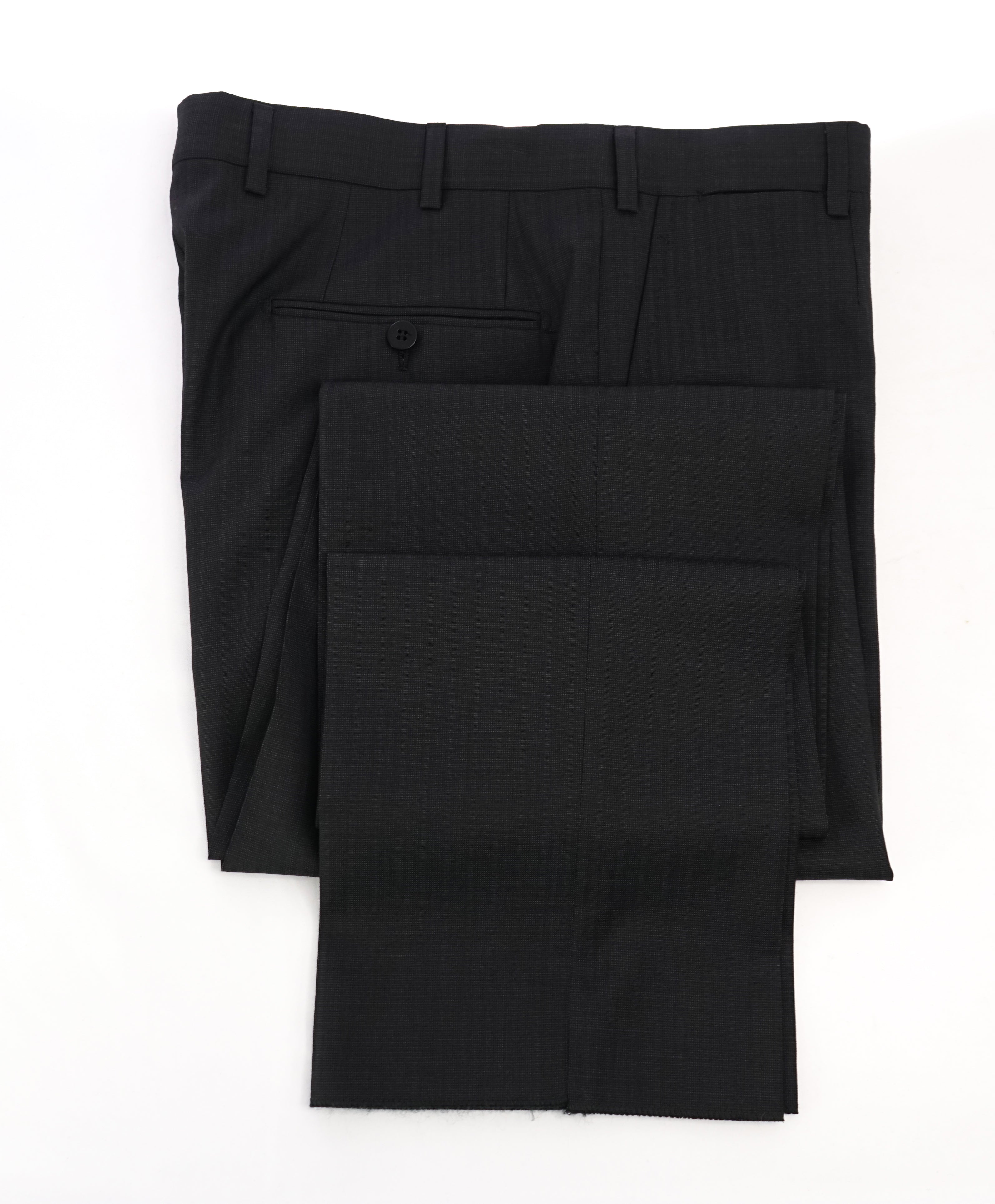 ISAIA - Gray Shadow Stripe Tonal Dress Pants Flat Front - 32W