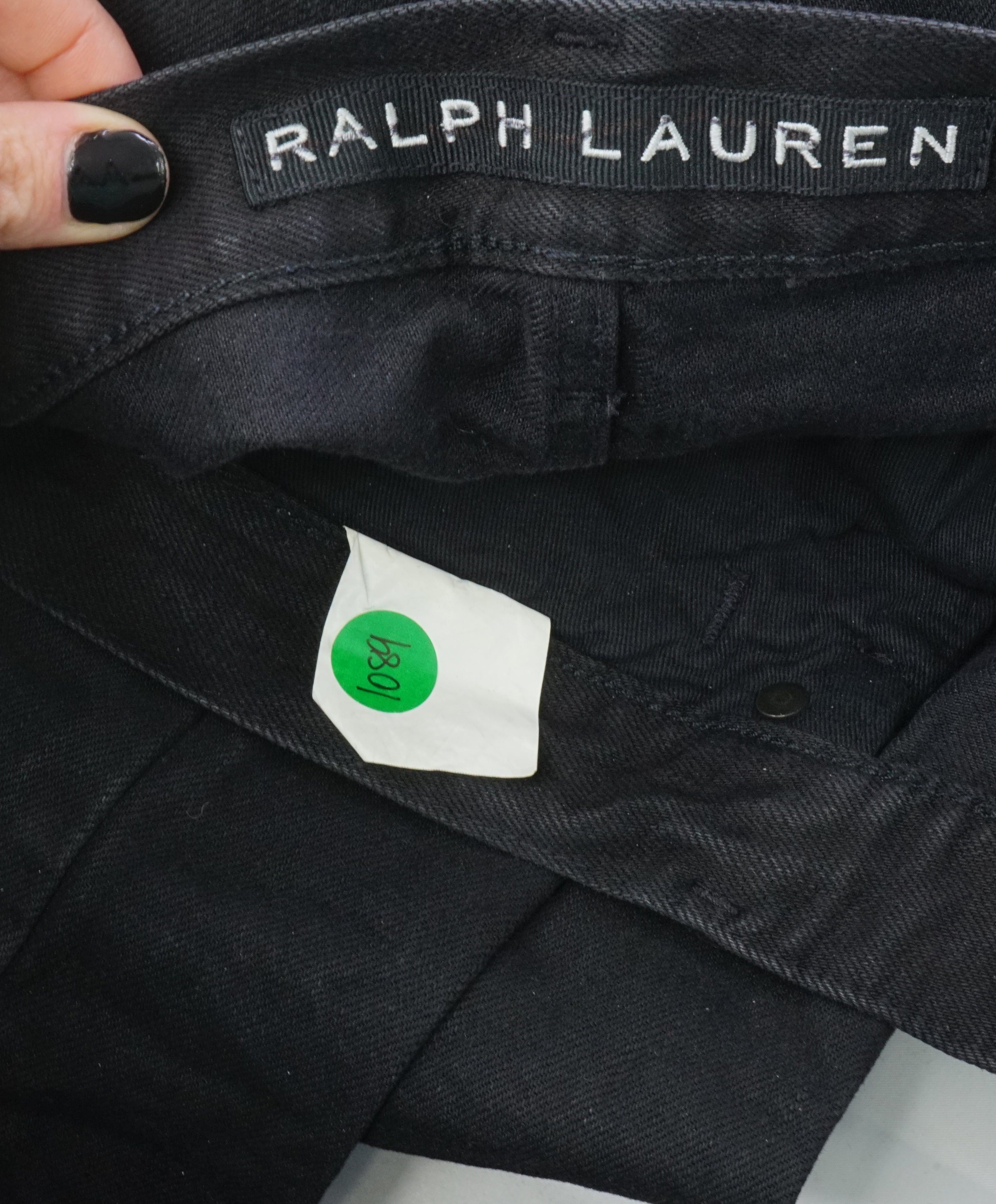 RALPH LAUREN BLACK LABEL - Black Cotton Distressed LOGO Zipper Jeans - 31W