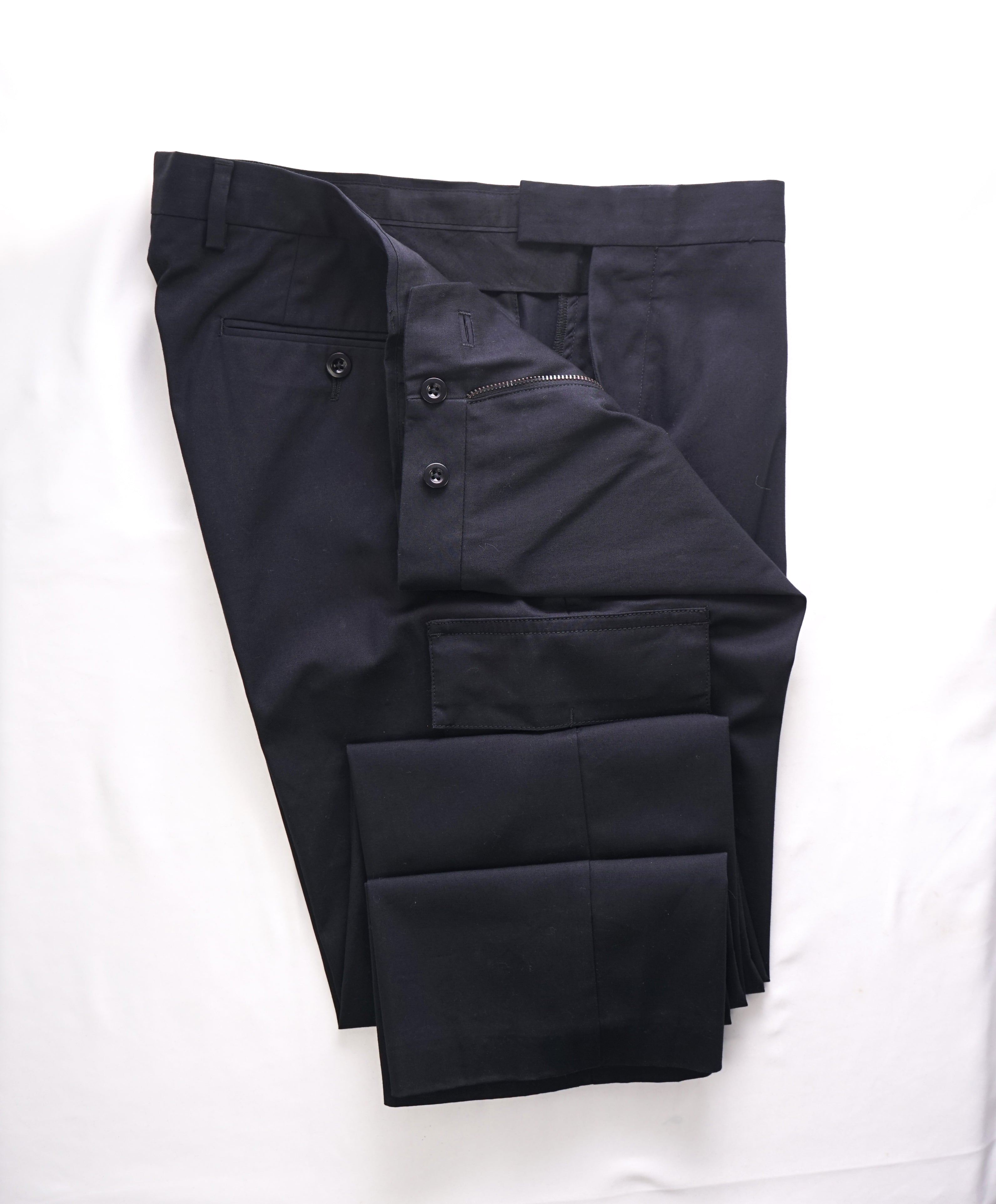 RALPH LAUREN BLACK LABEL - Black Cotton Blend Cargo Dress Pants  - 36W