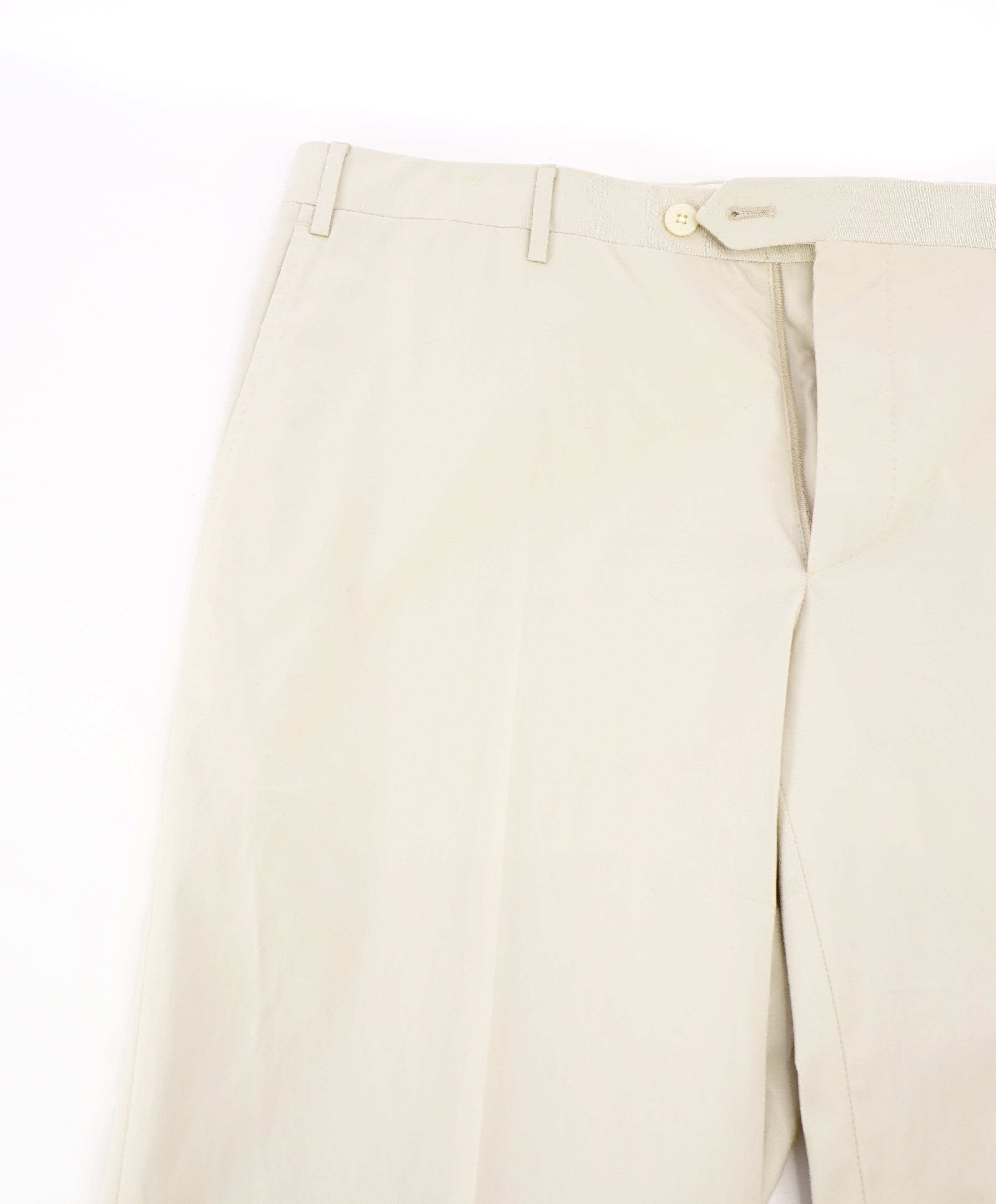 CORNELIANI - Cotton/Elastane Stone Beige Flat Front Summer Pants - 36W