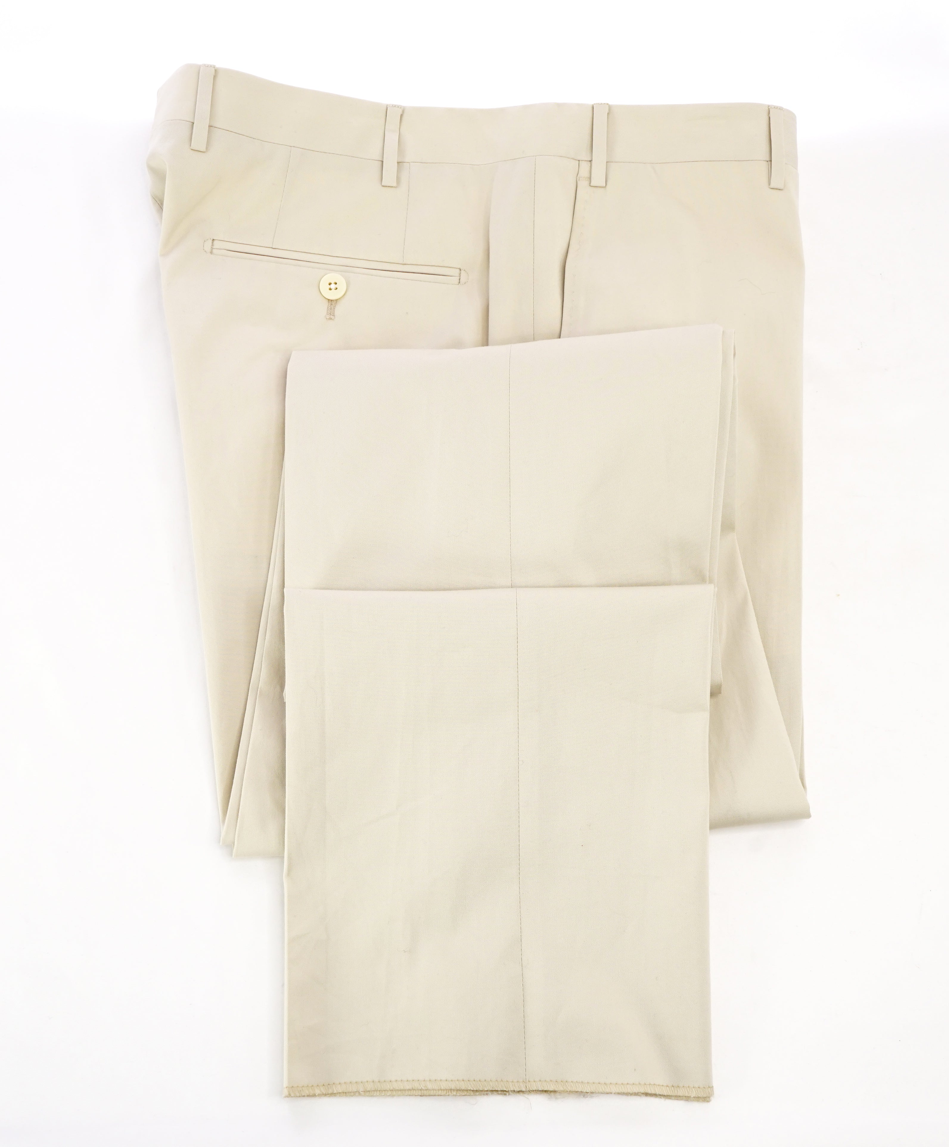 CORNELIANI - Cotton/Elastane Stone Beige Flat Front Summer Pants - 36W