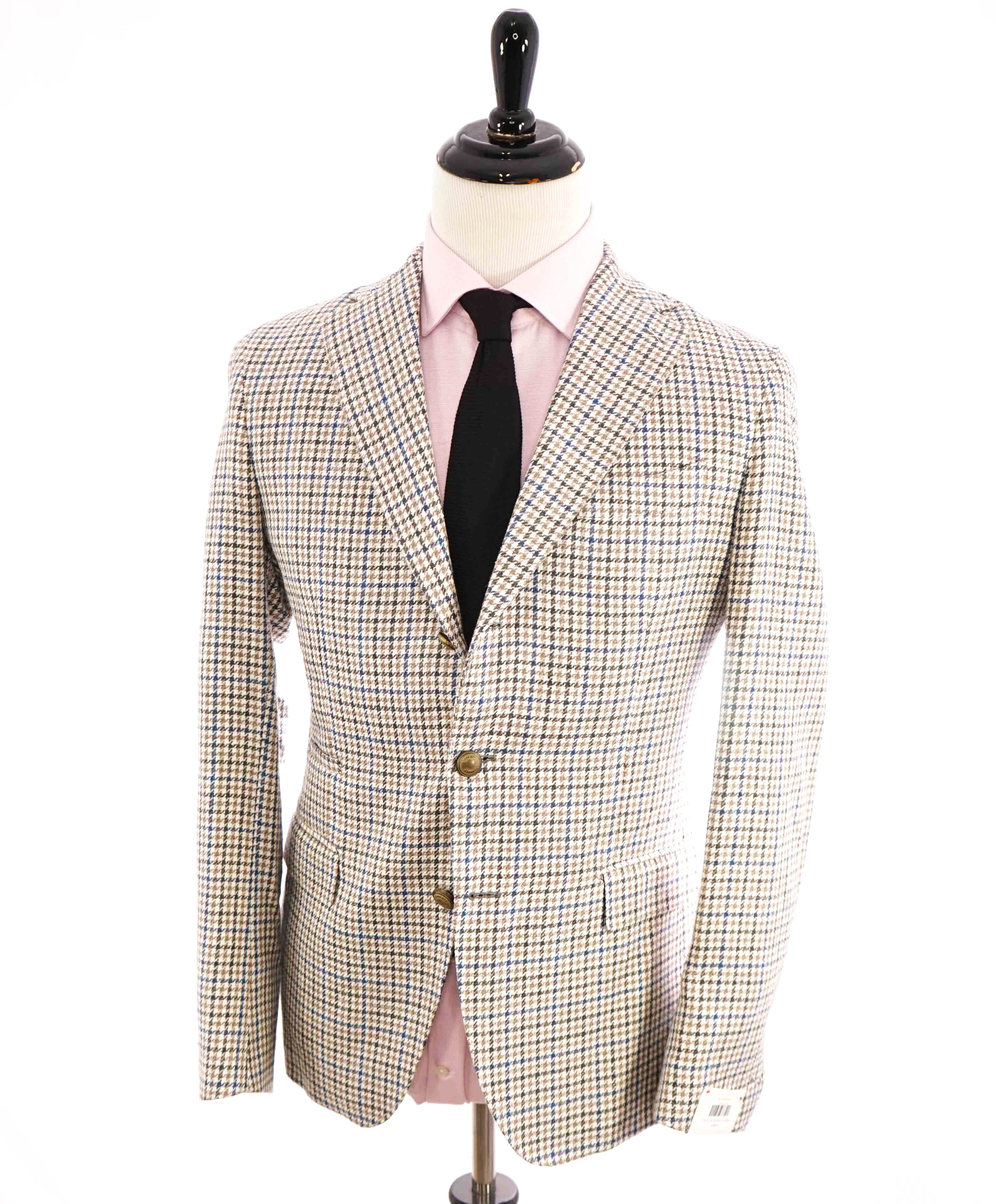 $1,595 ELEVENTY - *PLATINUM LINE* SILK/LINEN HOUNDSTOOTH Blazer - 40 US