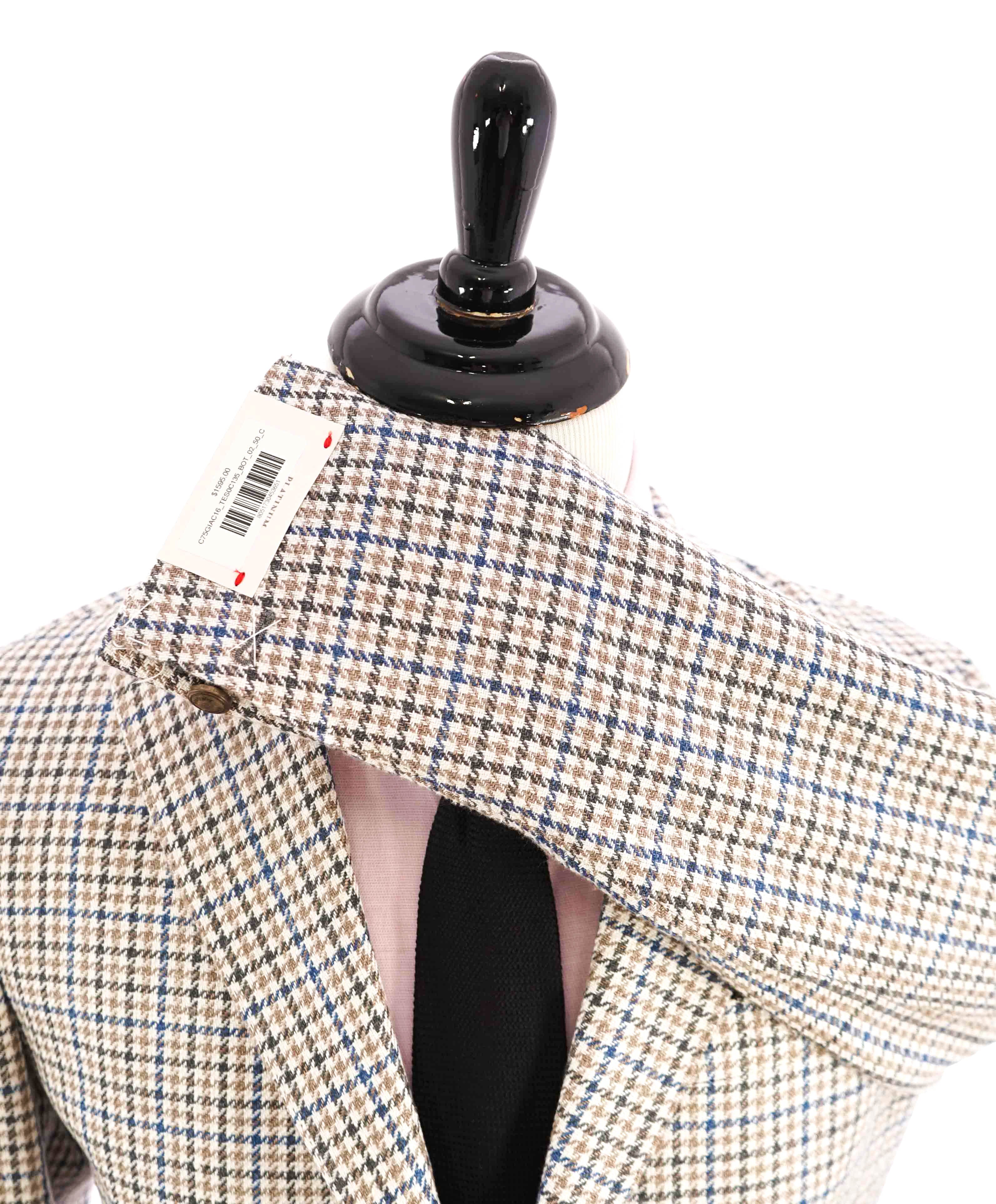 $1,595 ELEVENTY - *PLATINUM LINE* SILK/LINEN HOUNDSTOOTH Blazer - 40 US