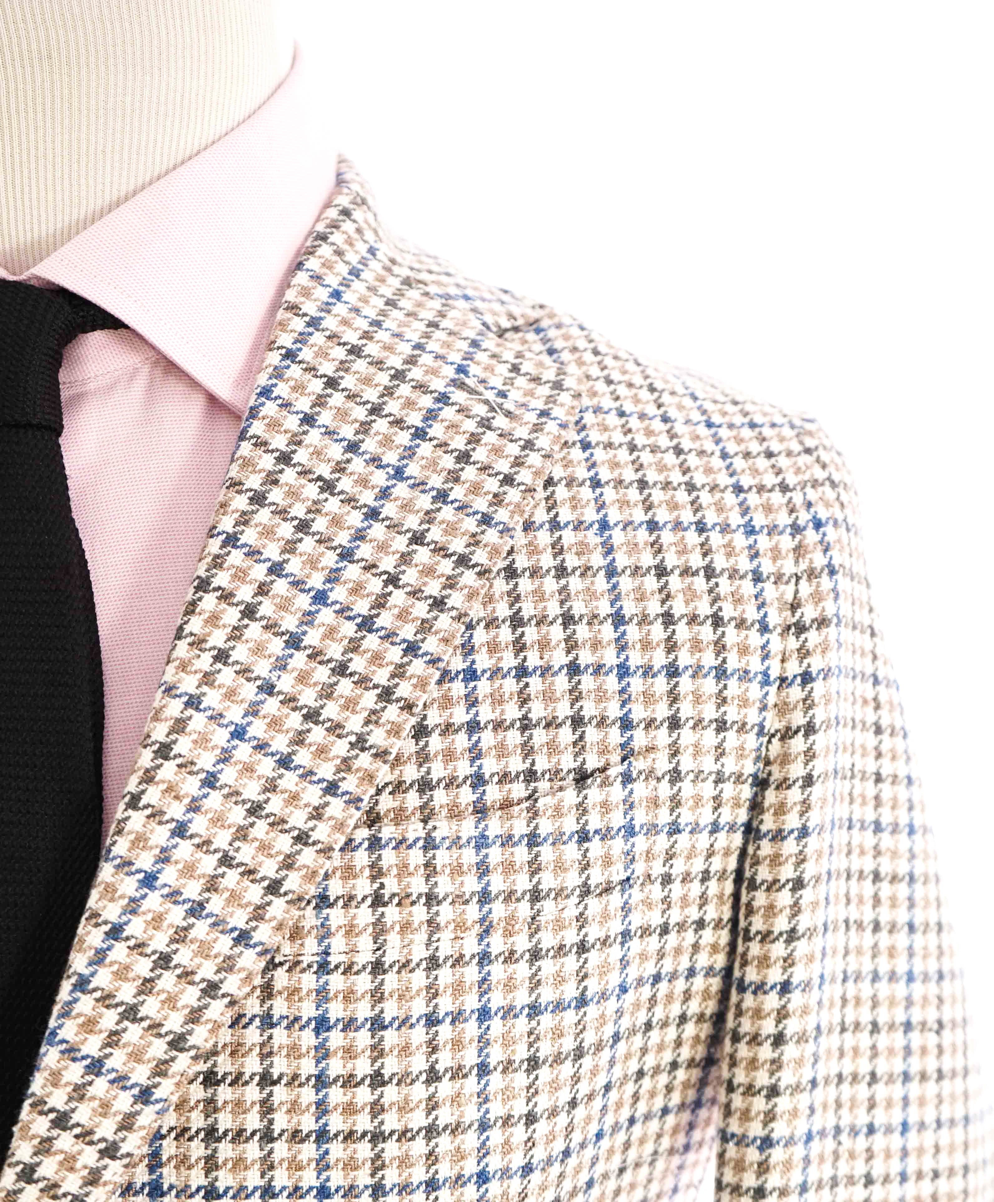 $1,595 ELEVENTY - *PLATINUM LINE* SILK/LINEN HOUNDSTOOTH Blazer - 40 US