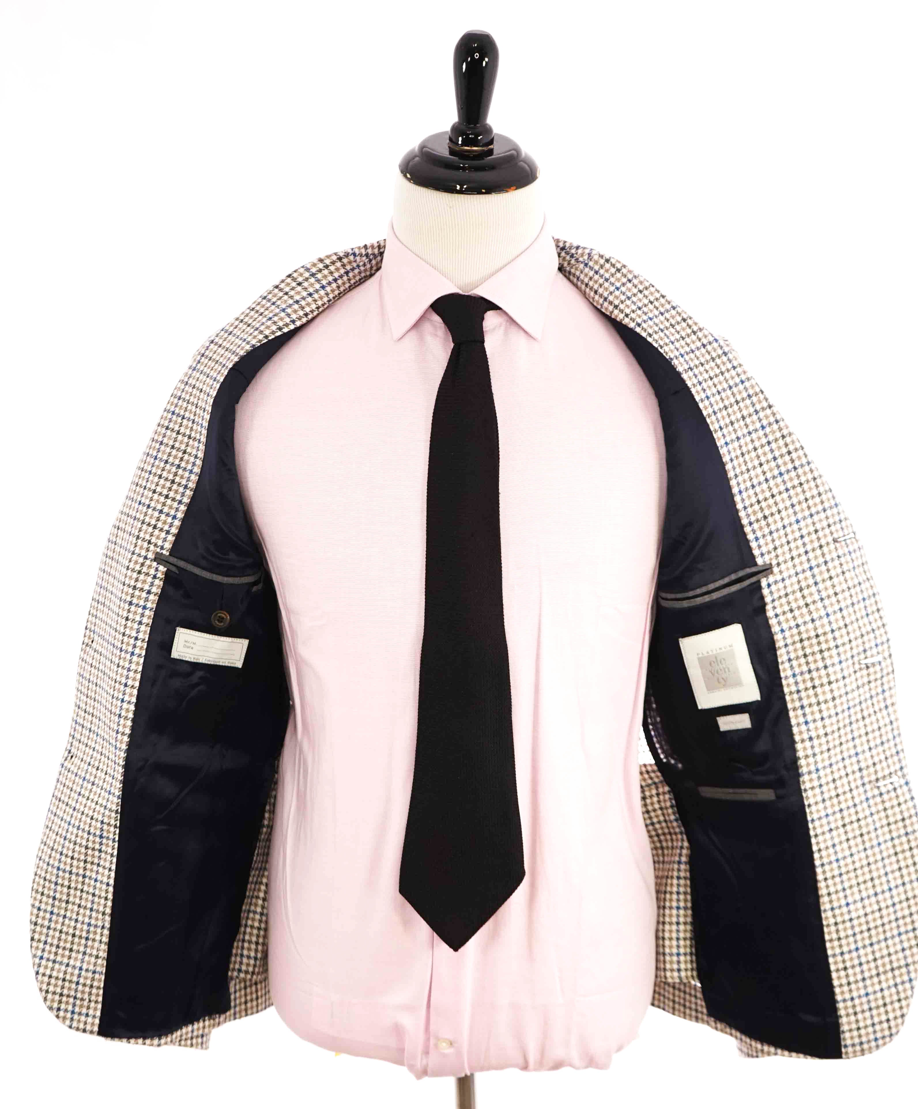 $1,595 ELEVENTY - *PLATINUM LINE* SILK/LINEN HOUNDSTOOTH Blazer - 40 US