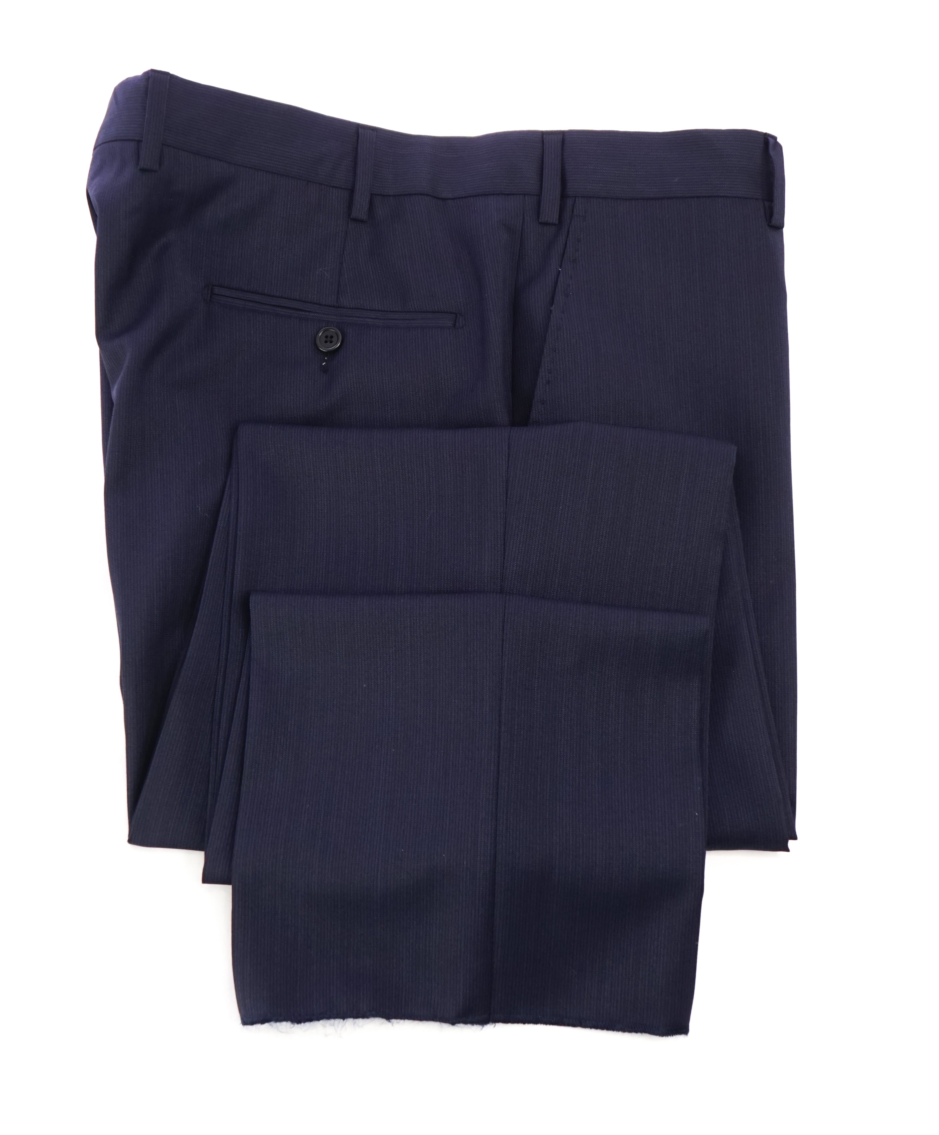 SAKS FIFTH AVE - Blue Wool & Silk MADE IN ITALY Blue Flat Front Dress Pants -  38W