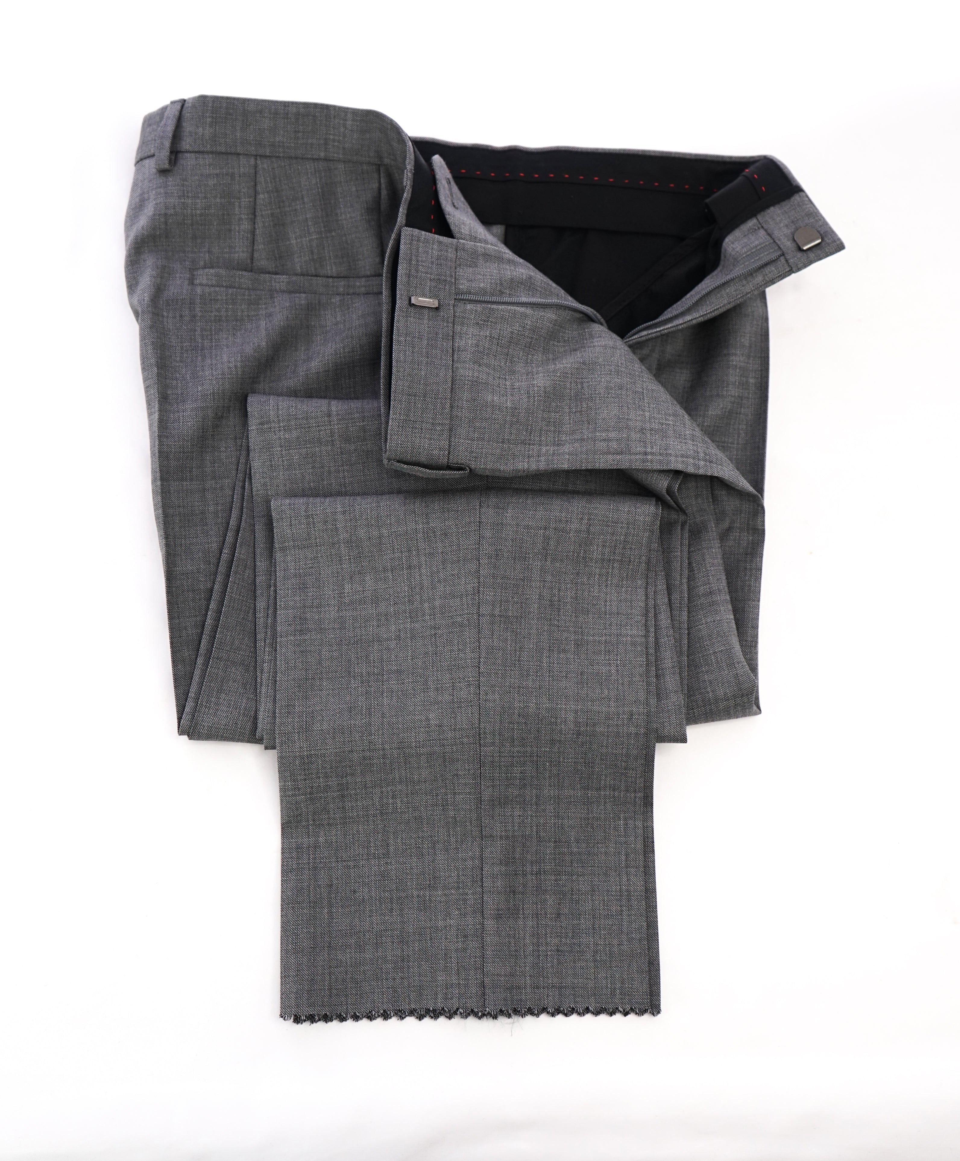 HUGO BOSS - Gray Melange "Astian/Hets" Slim Flat Front Dress Pants - 32W