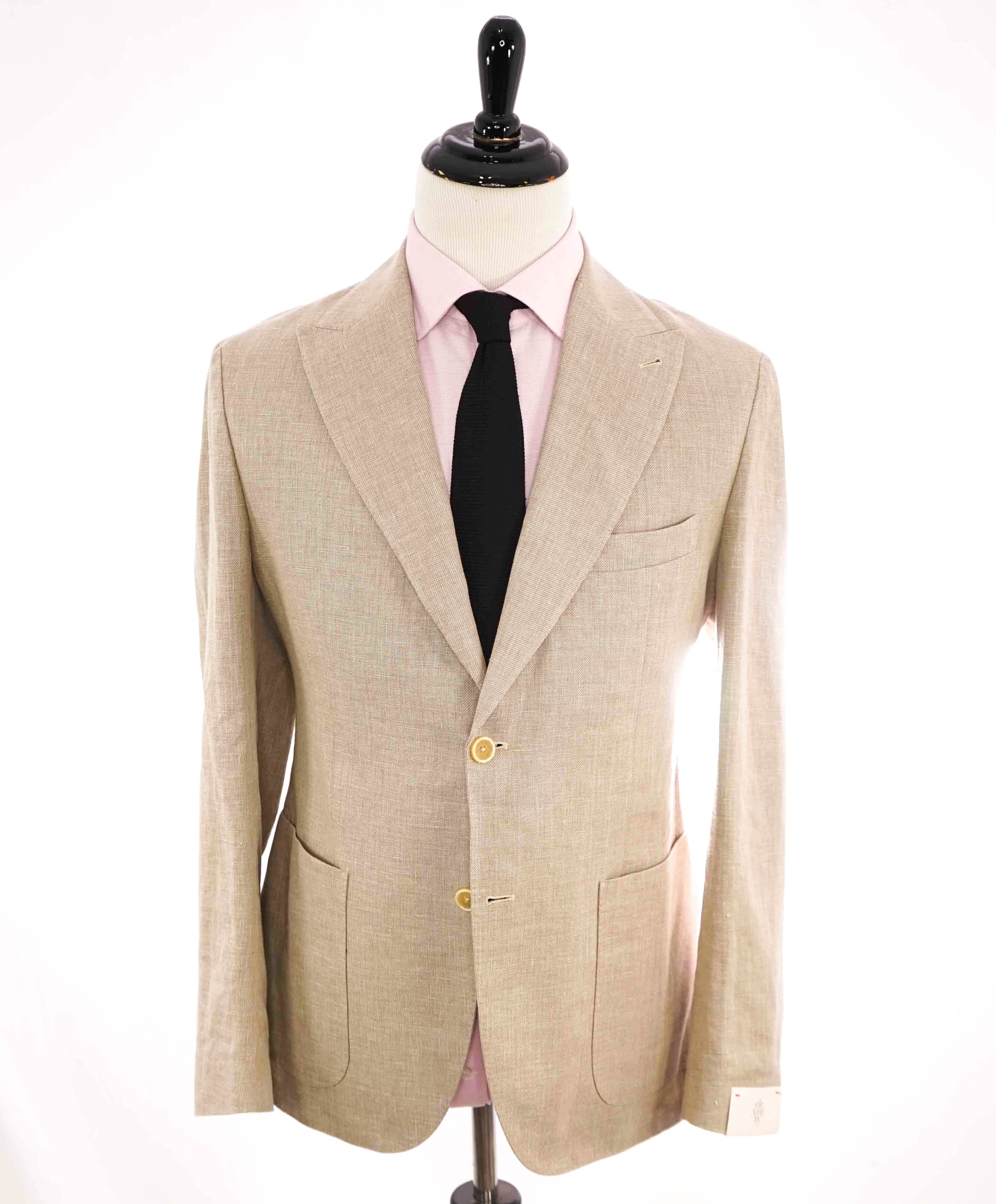 $1,095 ELEVENTY -Oxford Weave Neutral COTTON/LINEN Ivory Btn Blazer-42 (52EU)