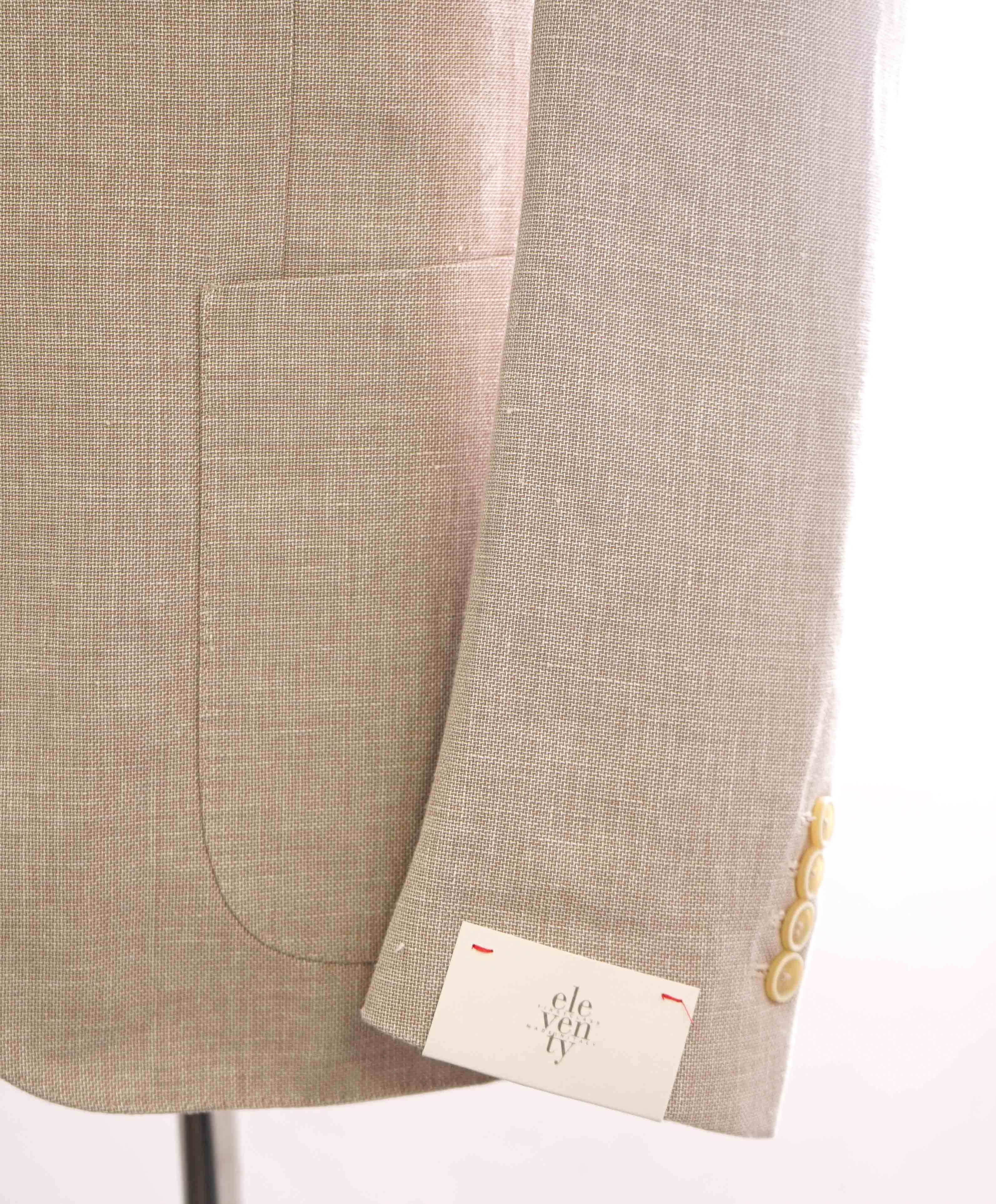 $1,095 ELEVENTY -Oxford Weave Neutral COTTON/LINEN Ivory Btn Blazer-42 (52EU)