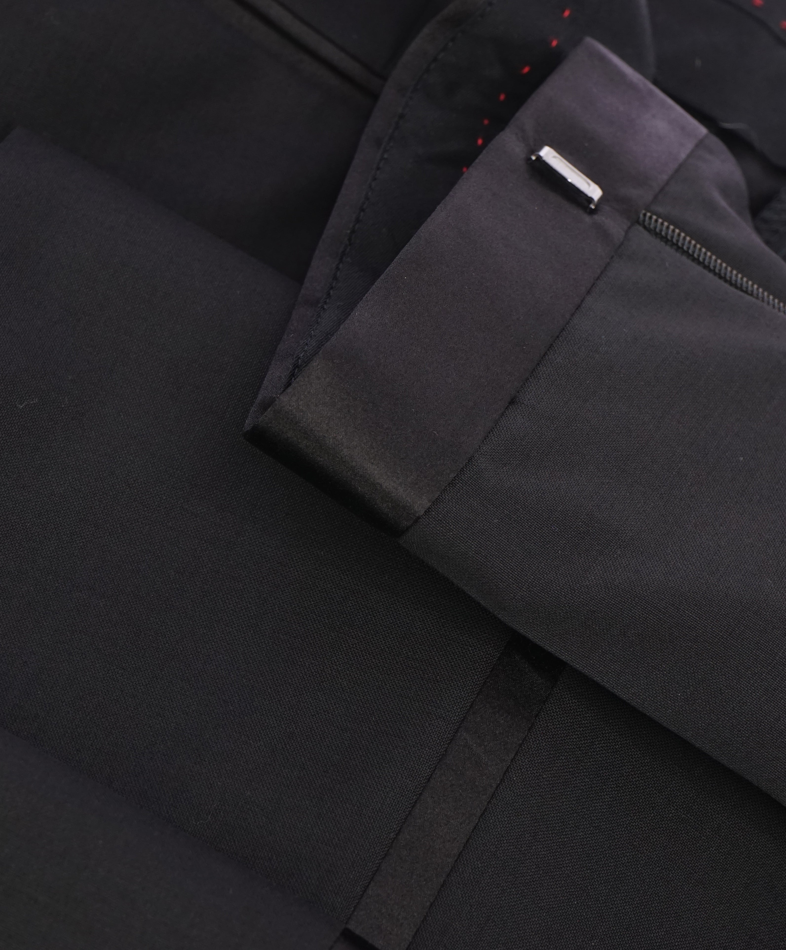 HUGO BOSS - Solid Black "Slim" Flat Front Tux Dress Pants - 32W