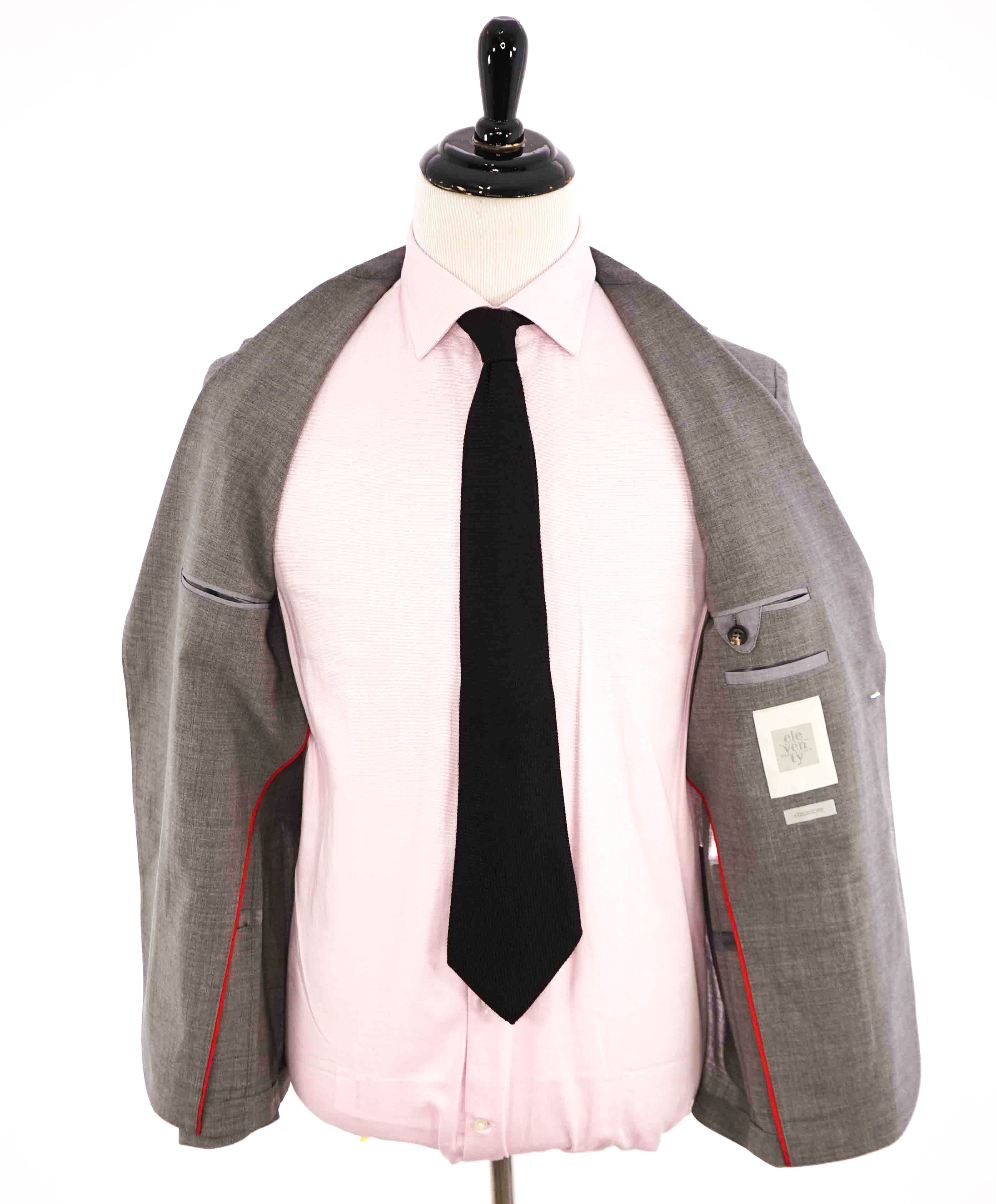 $1,195 ELEVENTY - Notch Lapel Gray Semi-Lined Patch Pocket Blazer - 40 US (50EU)