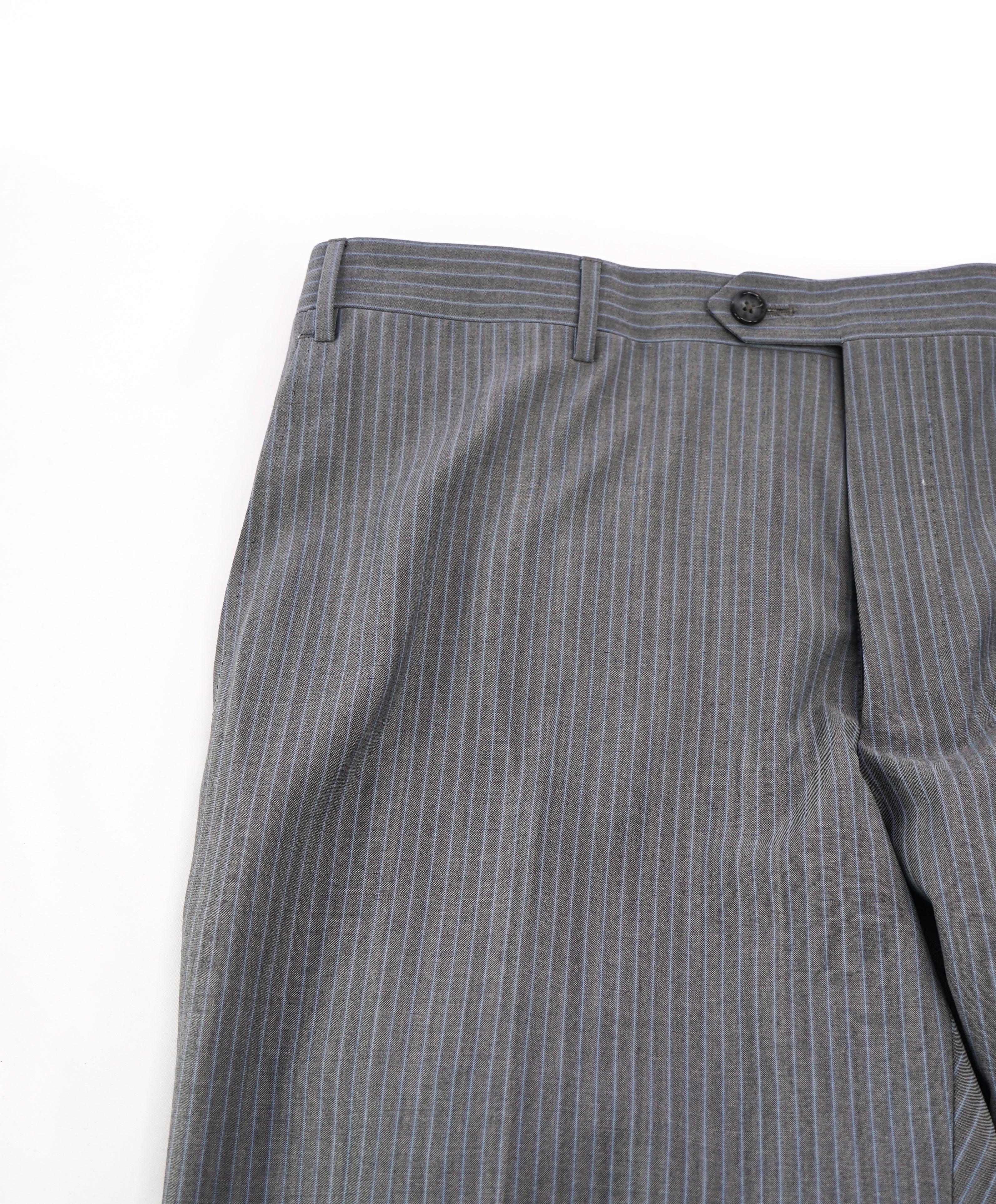 CORNELIANI - "Extra Fine Wool" Blue Rope Stripe Flat Front Dress Pants - 37W