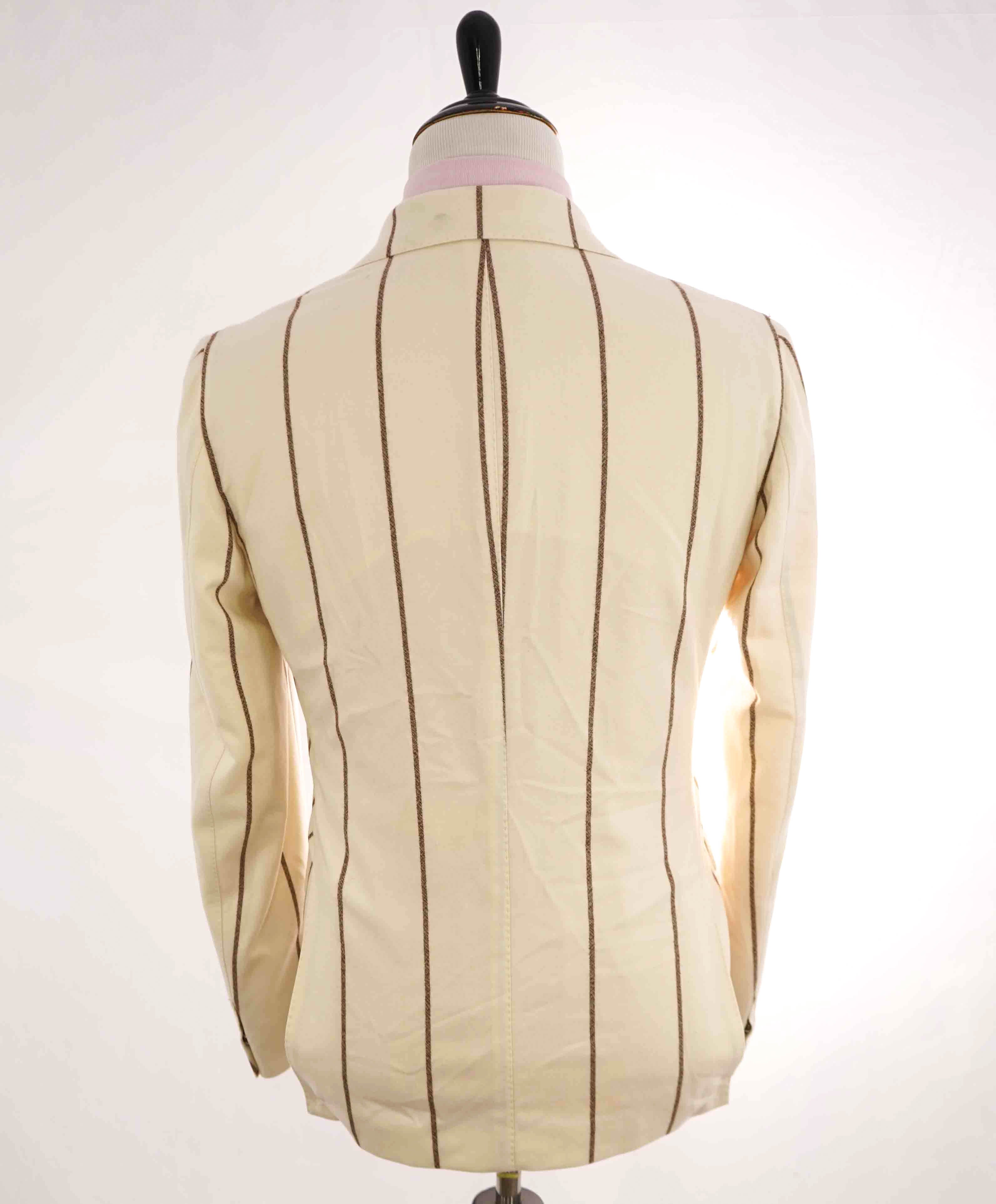 $1,595 ELEVENTY - "PLATINUM LINE" Ivory/Brown Chalk Stripe Blazer - 40 (50 EU)