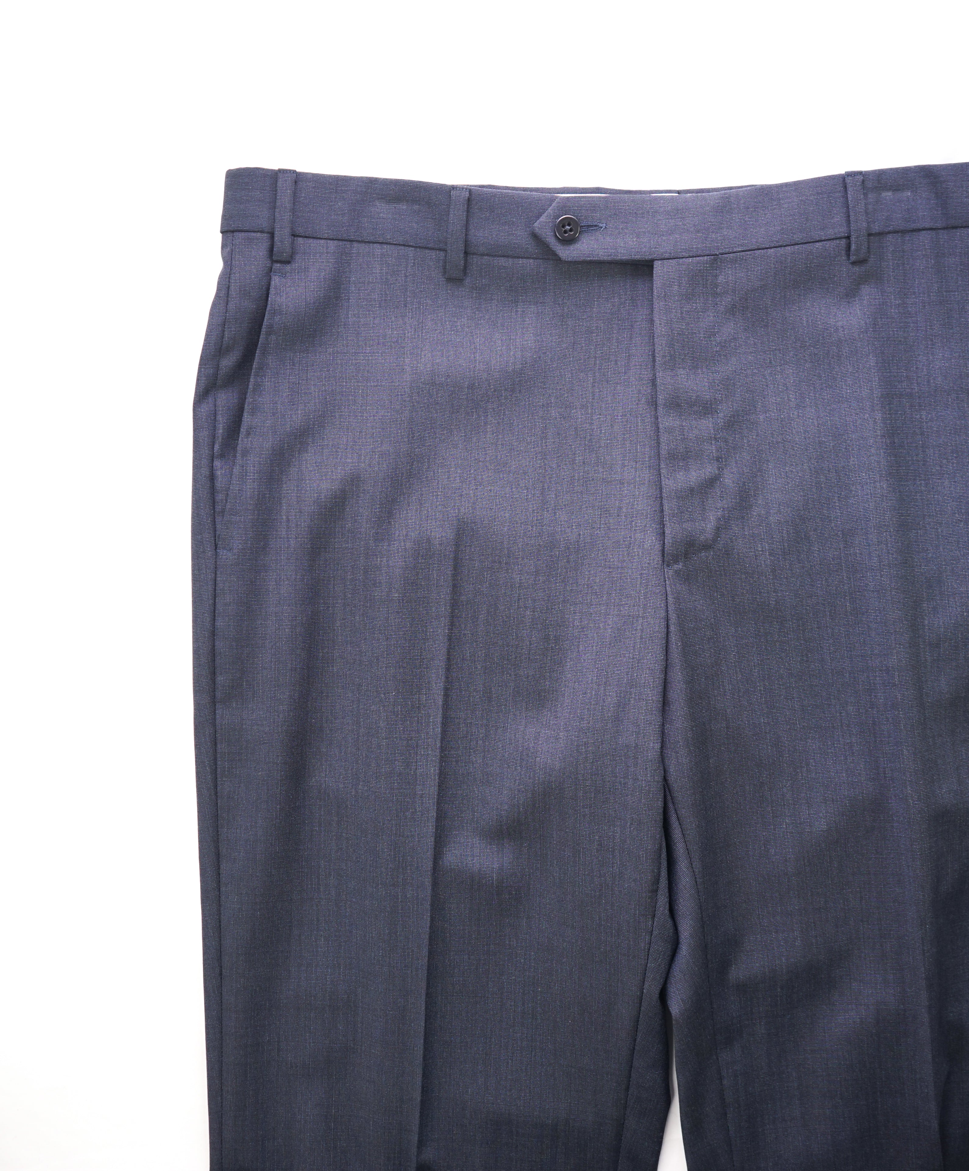 ZANELLA - Blue Micro Check “Devon” Flat Front Dress Pants - 38W