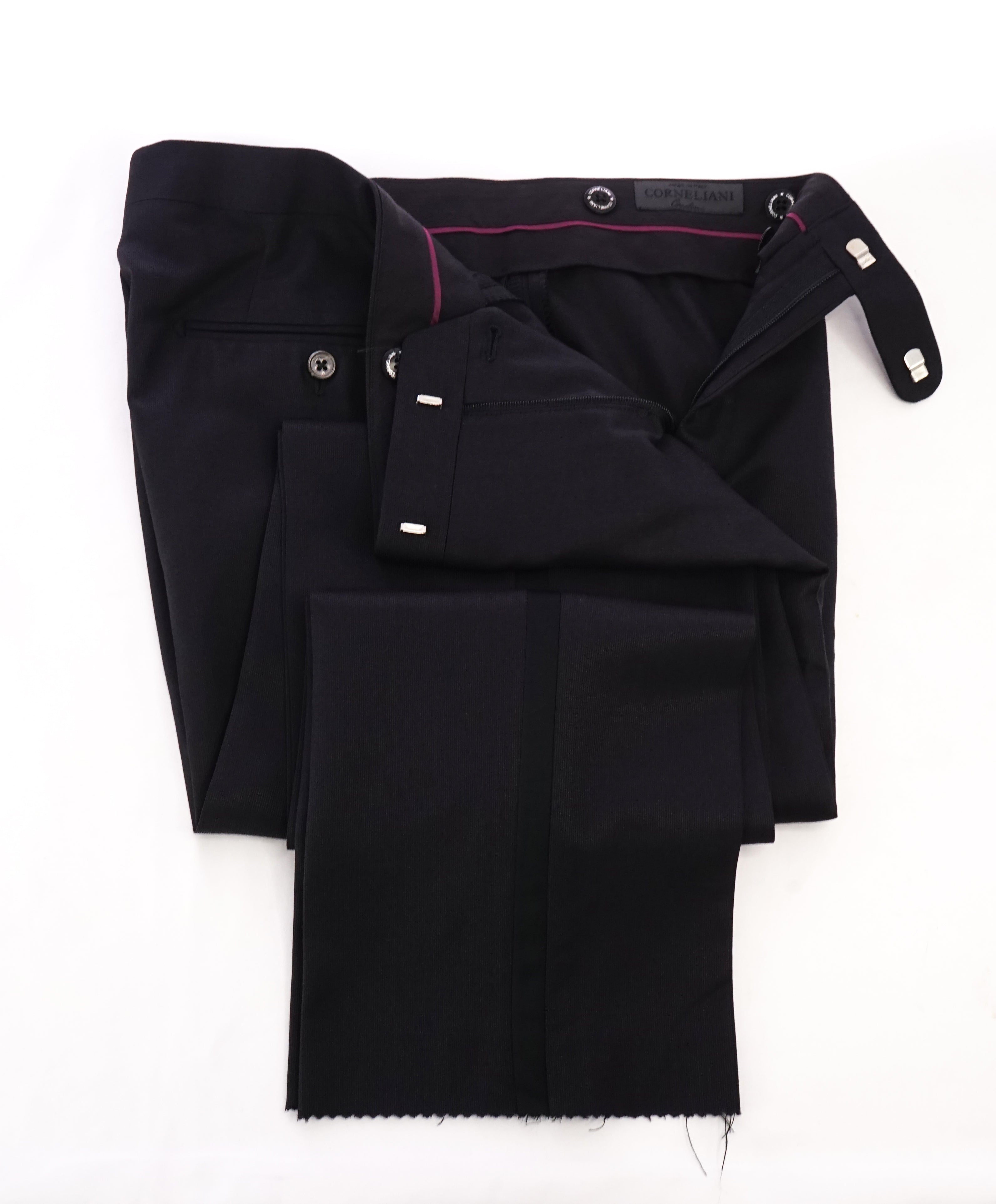 CORNELIANI - "Wool & Silk Blend" Flat Front Tux Dress Pants - 33W