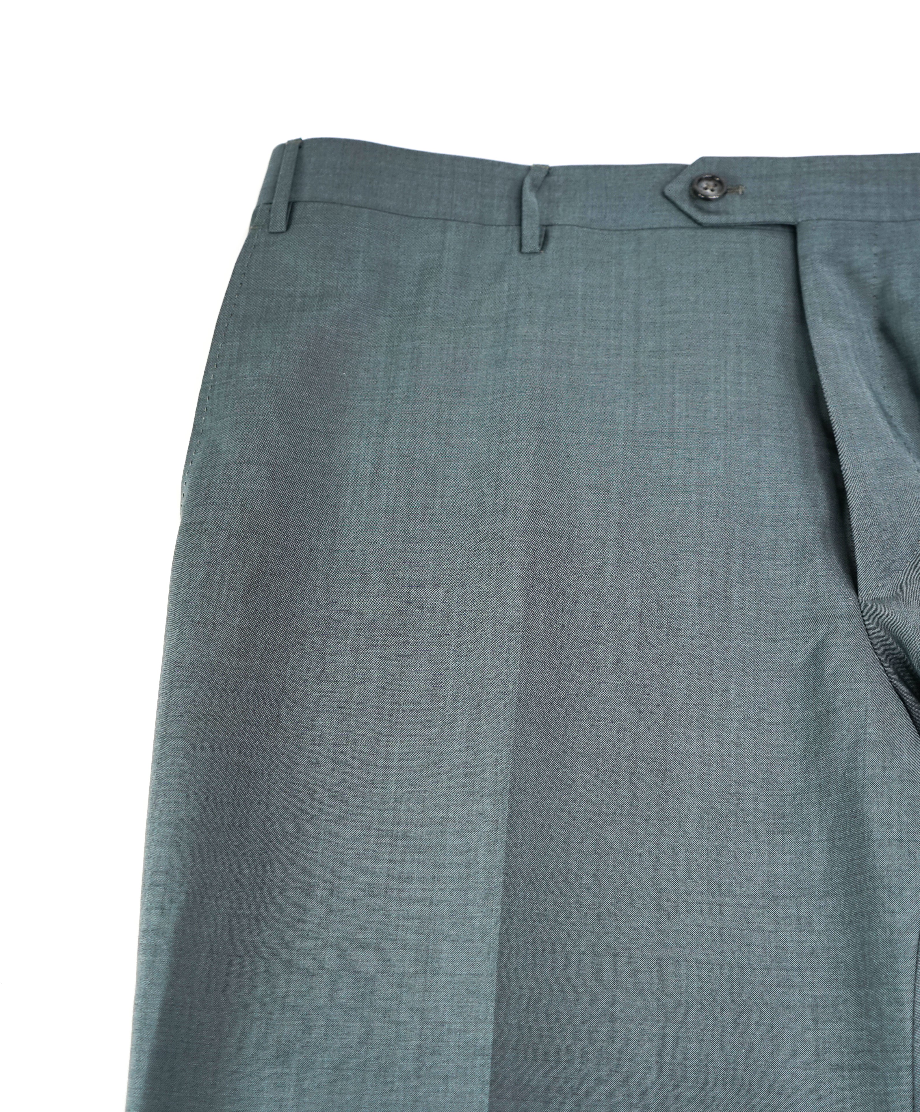 CORNELIANI - "Wool & Mohair Blend" Flat Front Mint Green Dress Pants - 40W