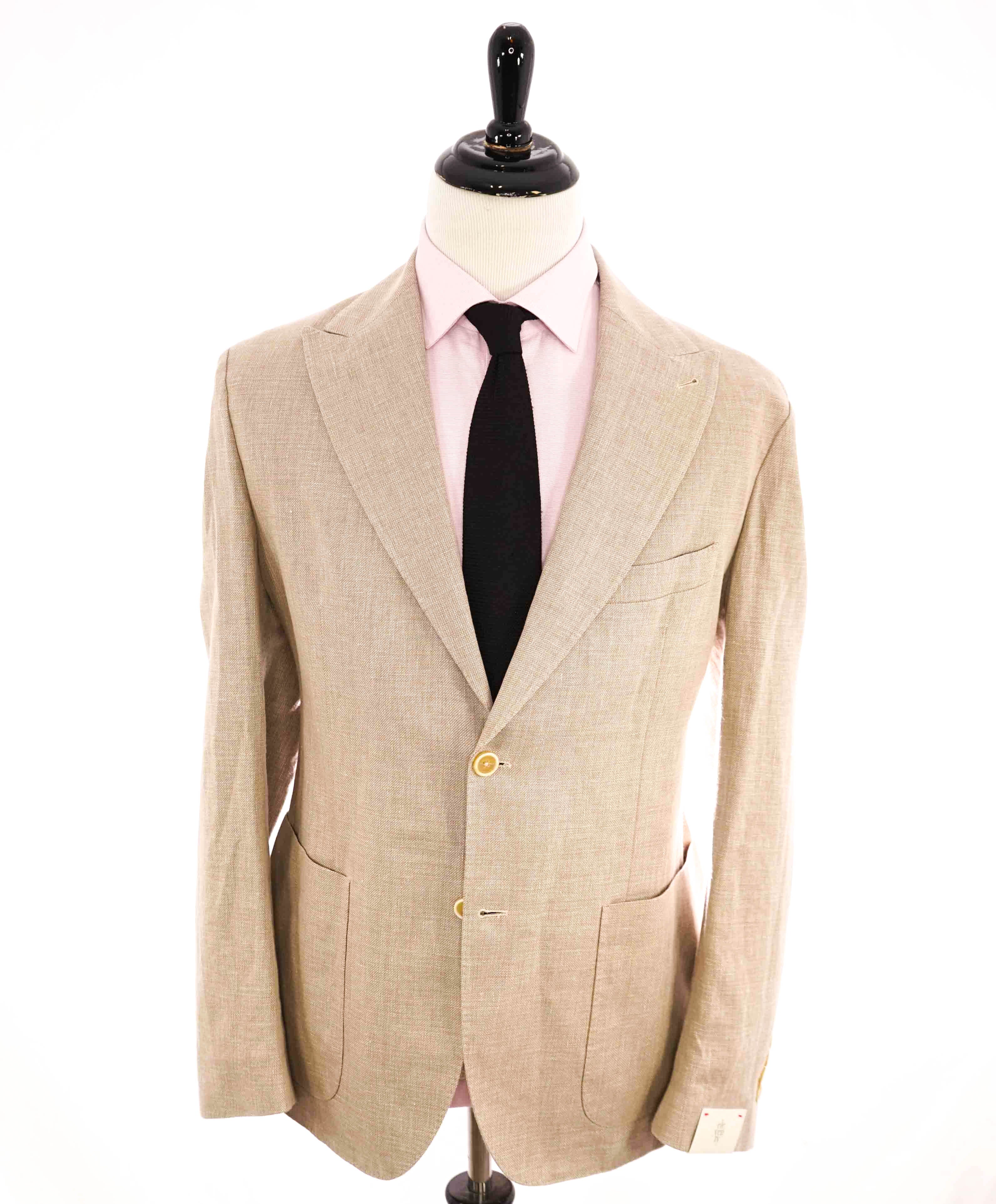 $1,095 ELEVENTY -Oxford Weave Neutral COTTON/LINEN Ivory Btn Blazer-44 (54EU)