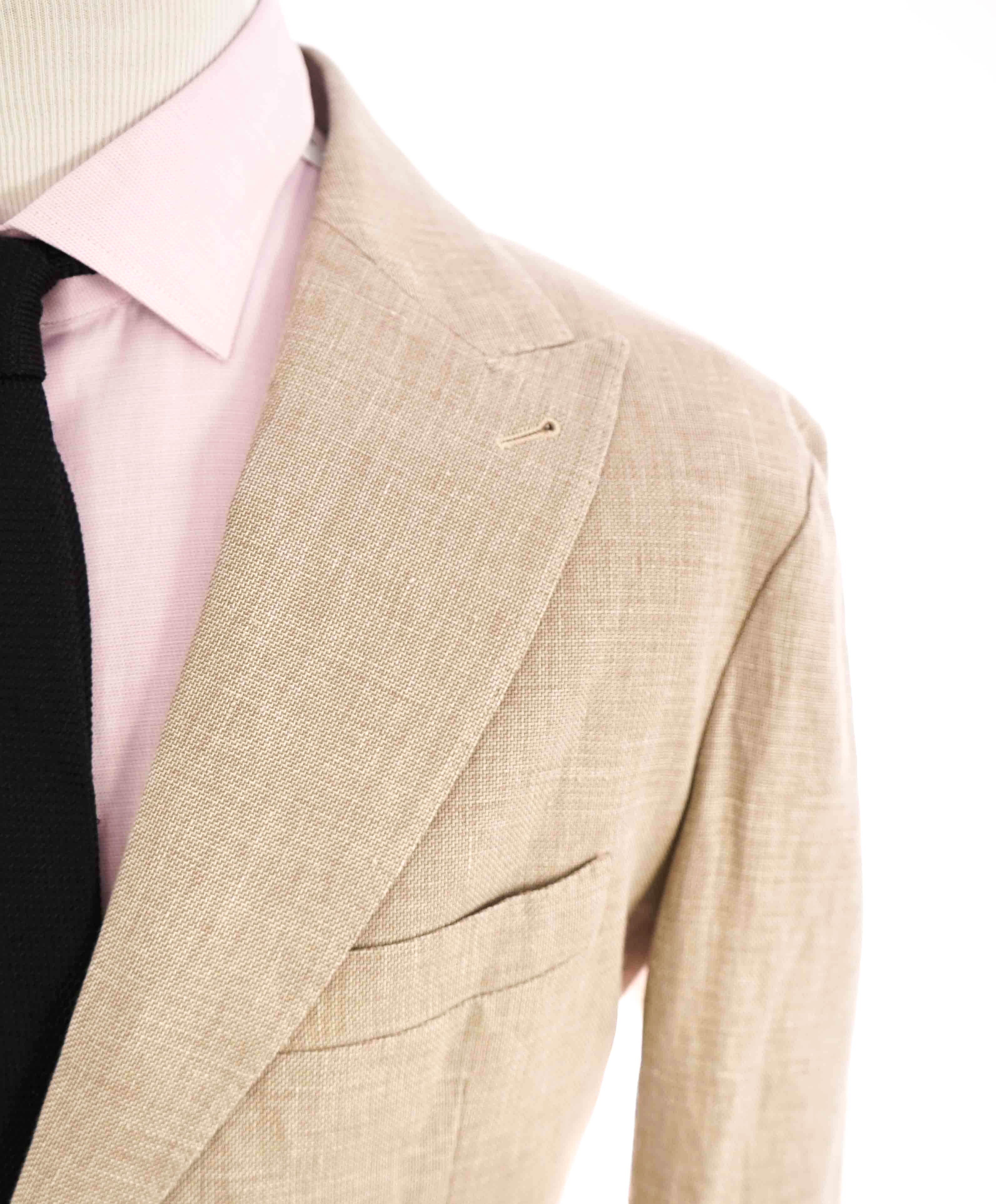 $1,095 ELEVENTY -Oxford Weave Neutral COTTON/LINEN Ivory Btn Blazer-44 (54EU)