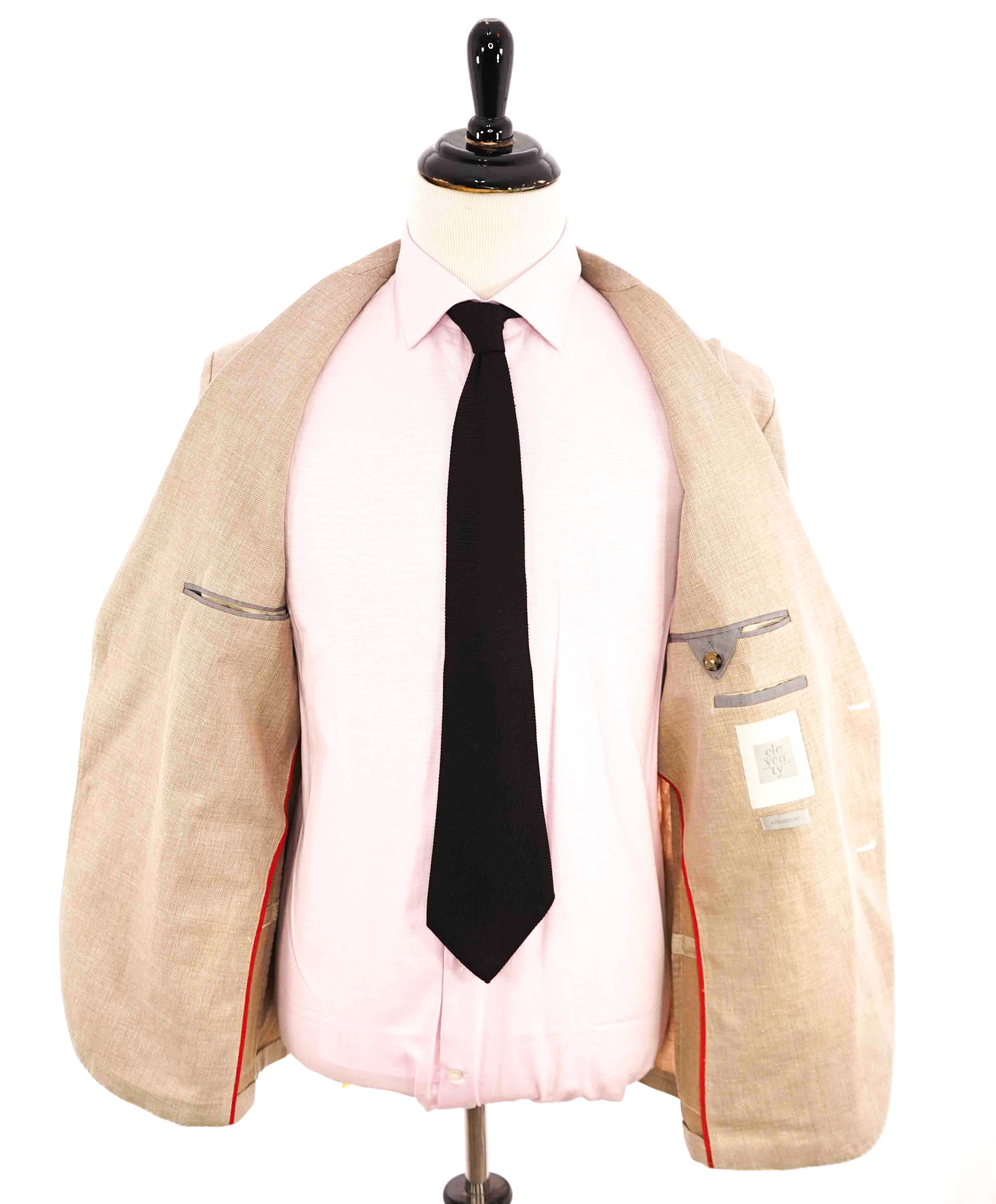 $1,095 ELEVENTY -Oxford Weave Neutral COTTON/LINEN Ivory Btn Blazer-44 (54EU)