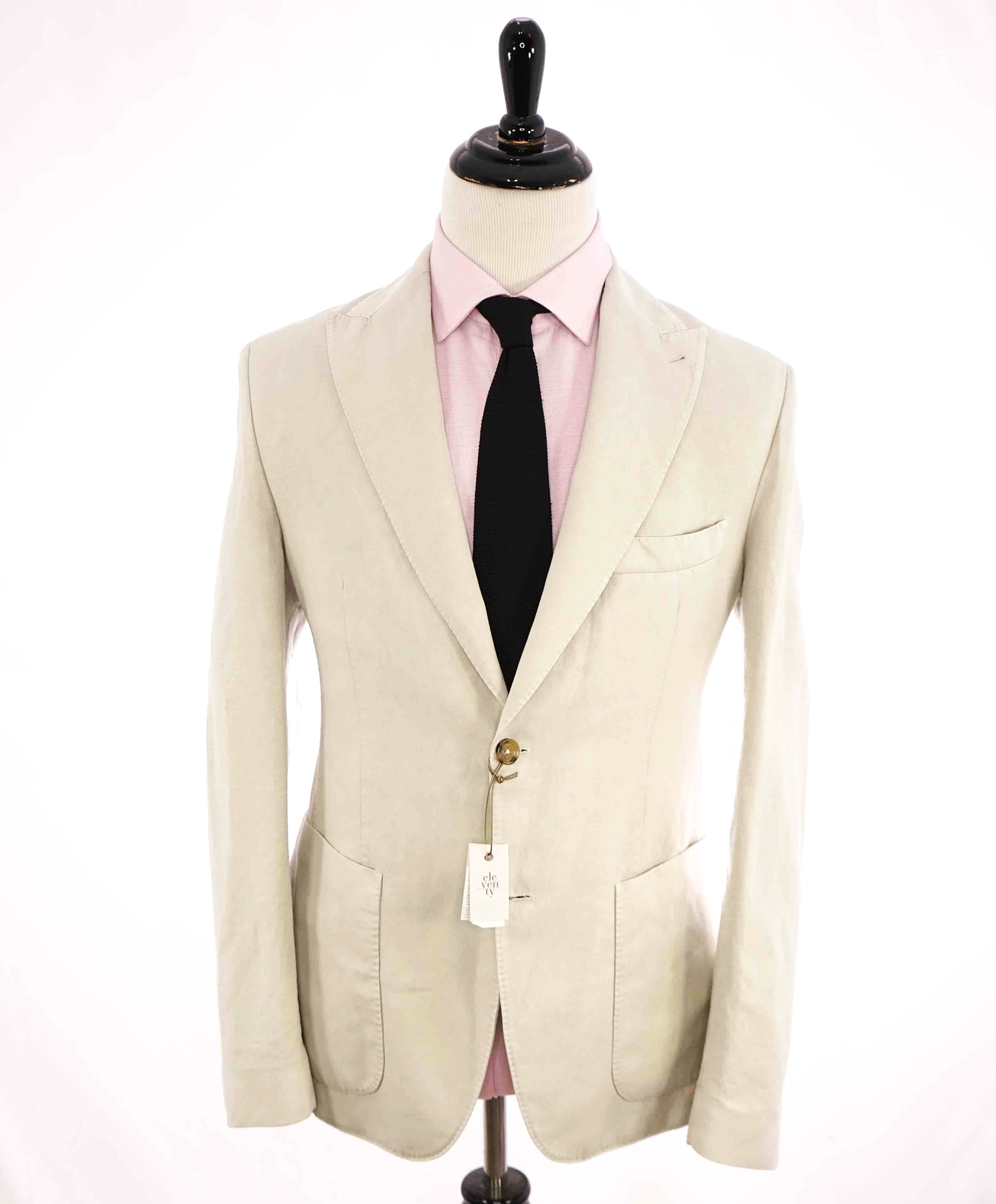 $1,095 ELEVENTY - Neutral Herringbone Semi-Lined Soft Jacket Blazer - 44 (54 EU)