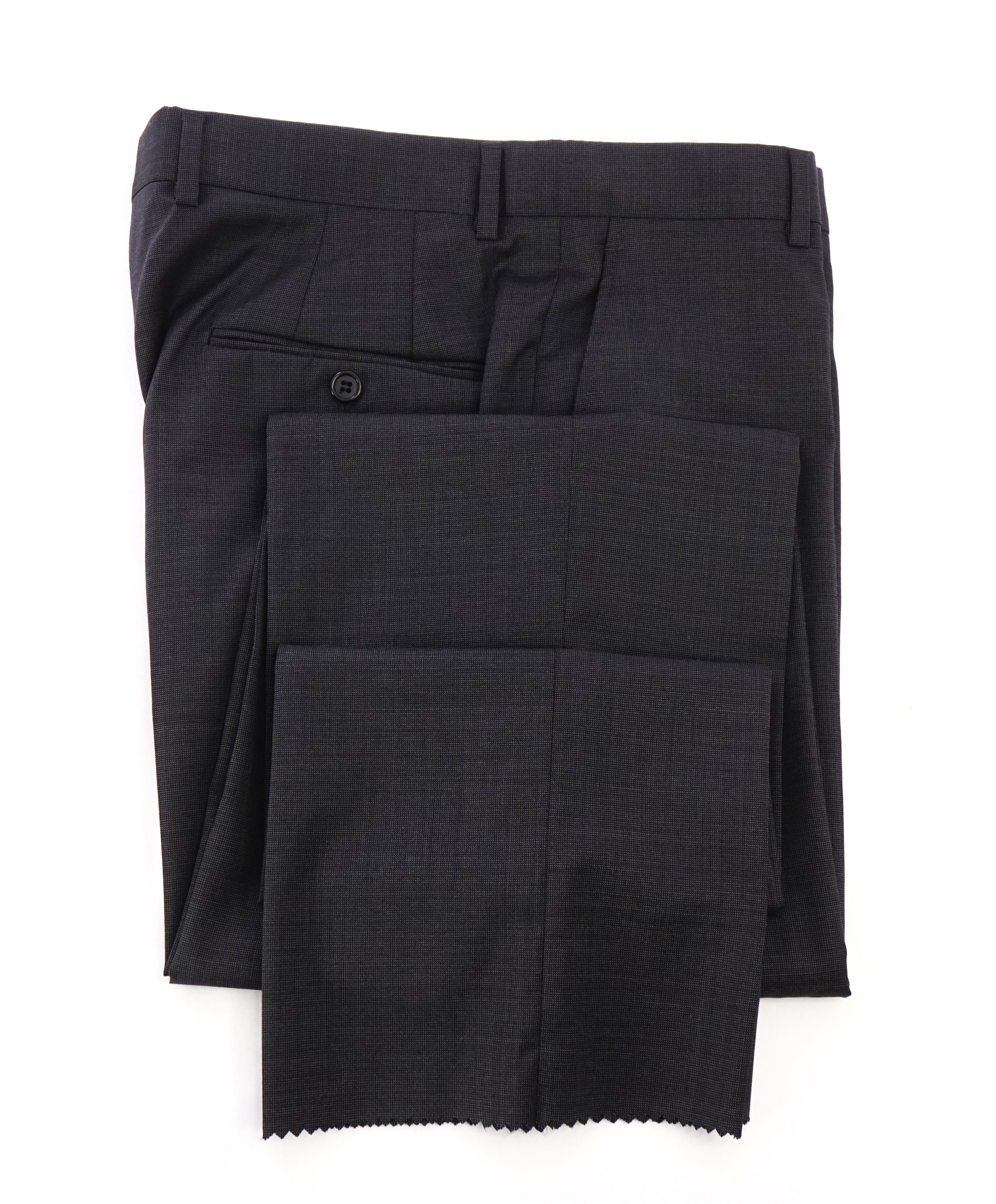 HICKEY FREEMAN - Gray Birdseye Wool Flat Front Dress Pants - 33W