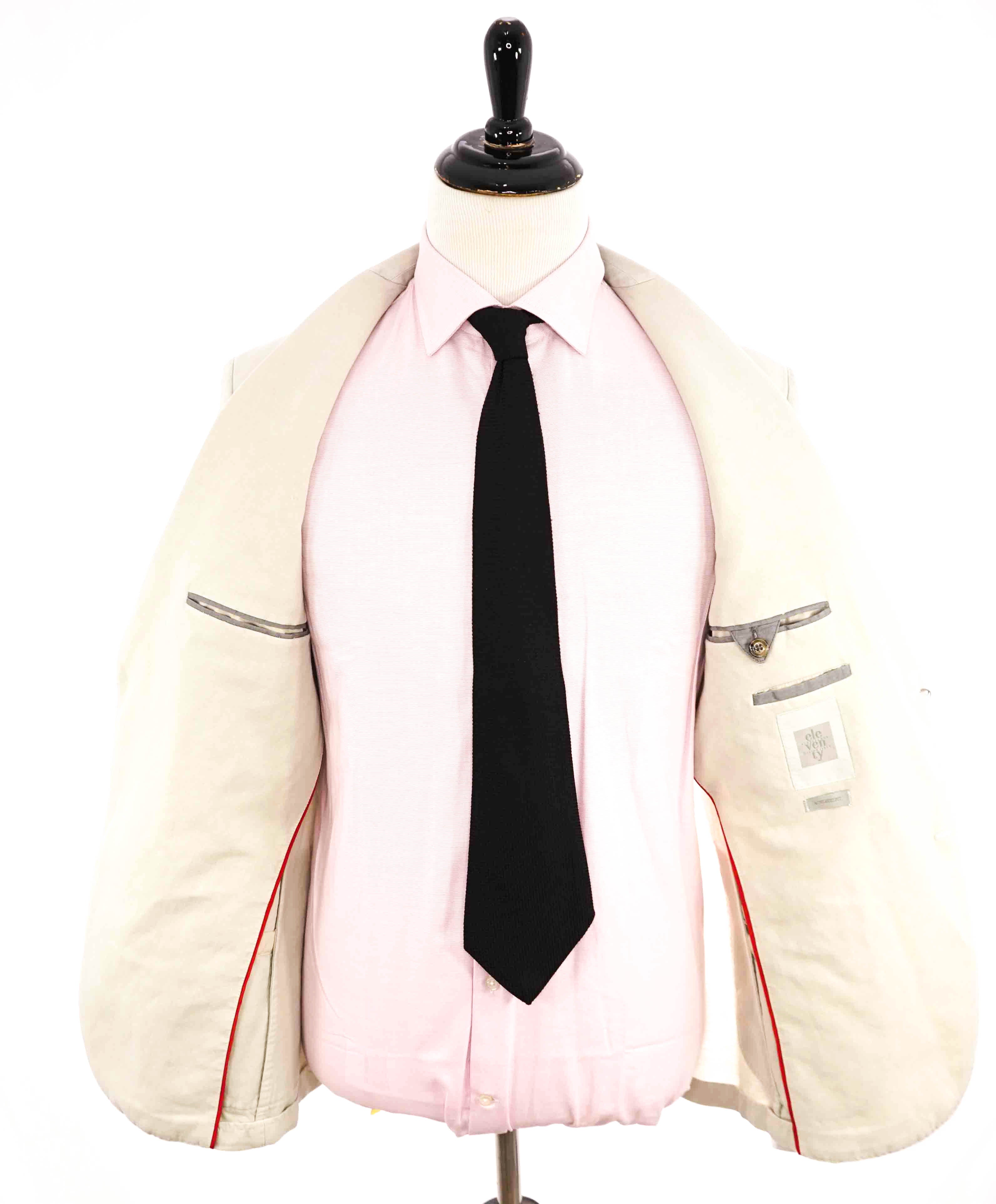 $1,095 ELEVENTY - Neutral Herringbone Semi-Lined Soft Jacket Blazer - 42 (52 EU)