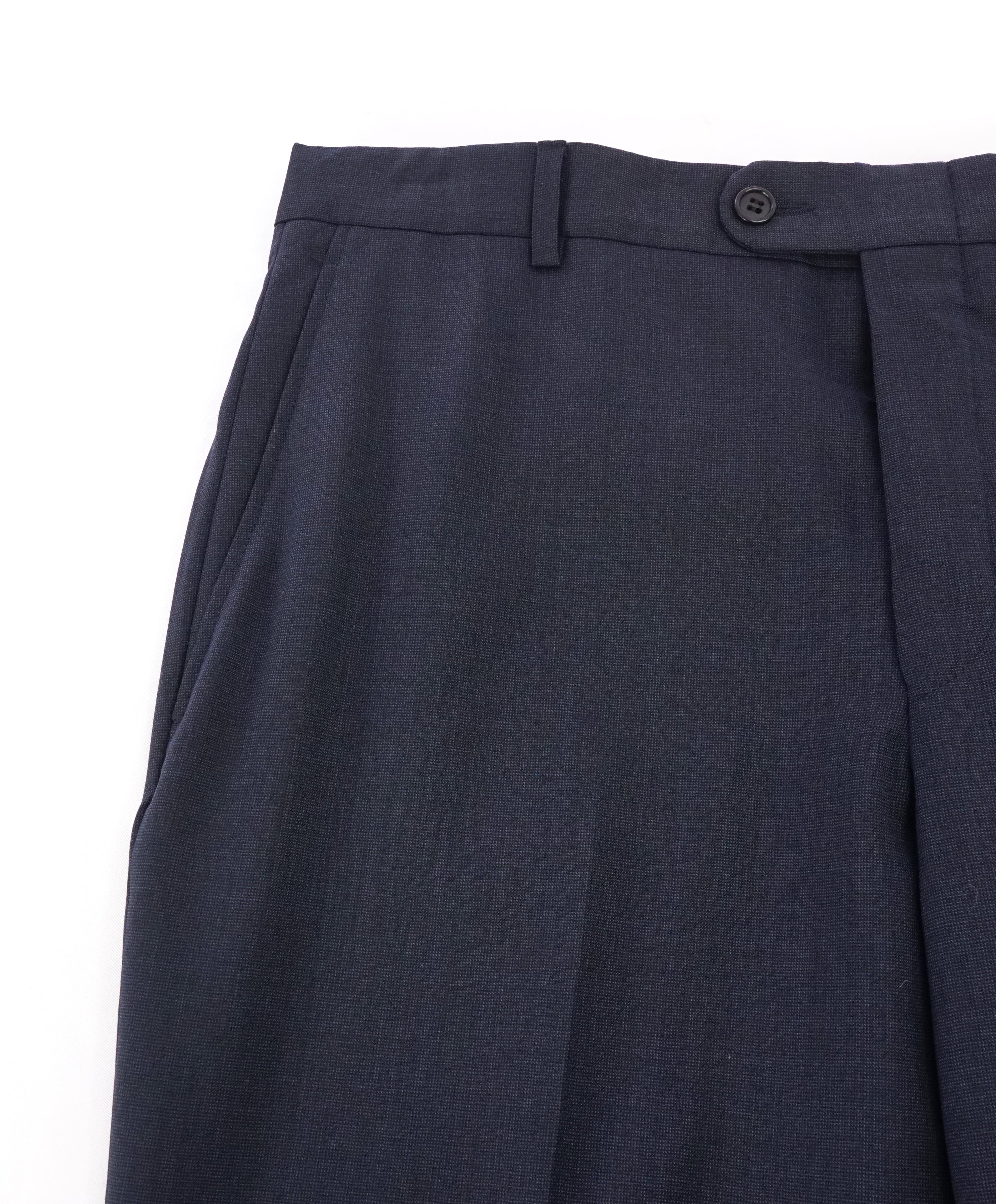 HICKEY FREEMAN - Blue Birdseye Wool Flat Front Dress Pants - 33W