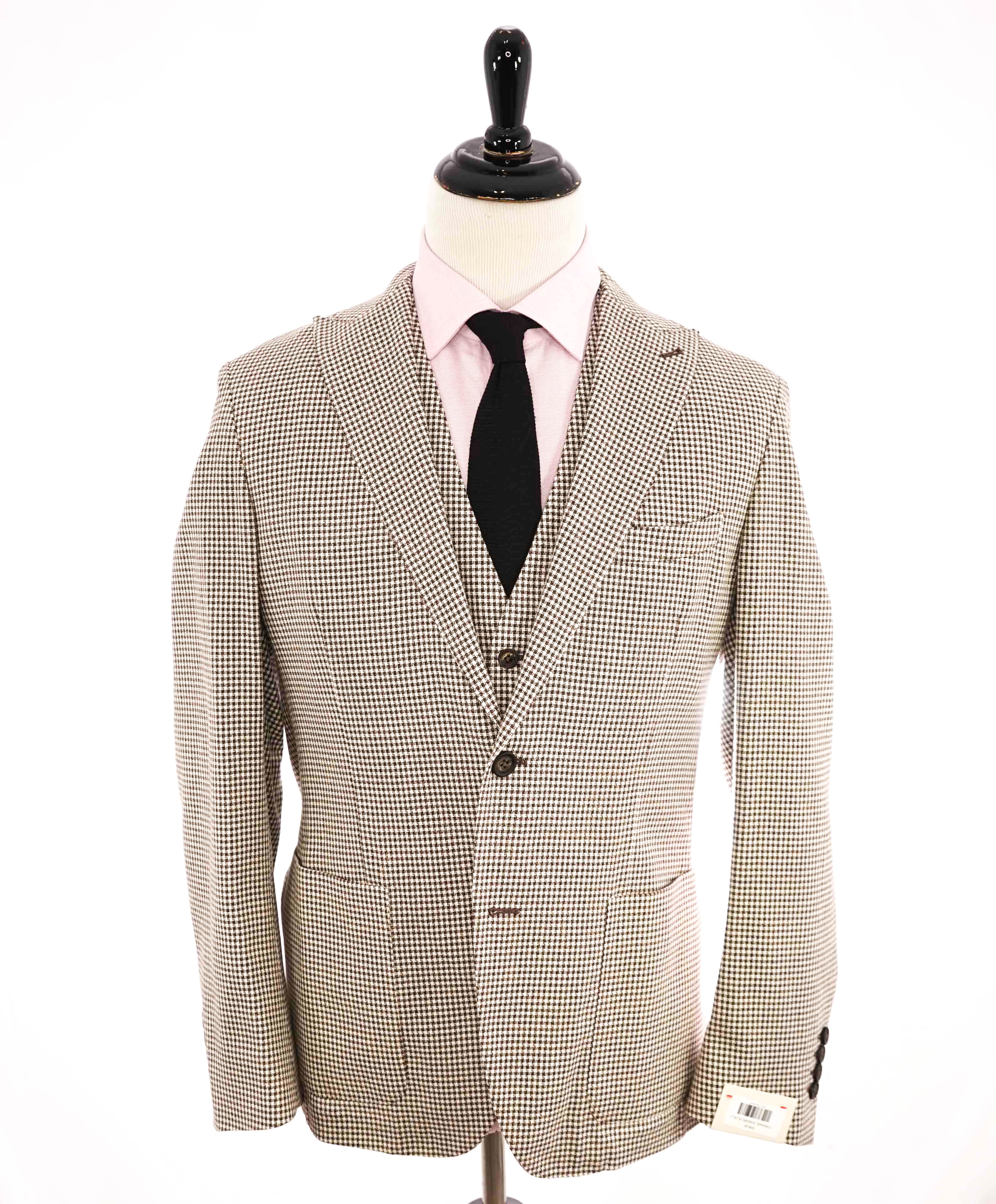 $1,395 ELEVENTY - Brown VEST & BLAZER 2-Piece Set (No Pants) - 40 (50 EU)