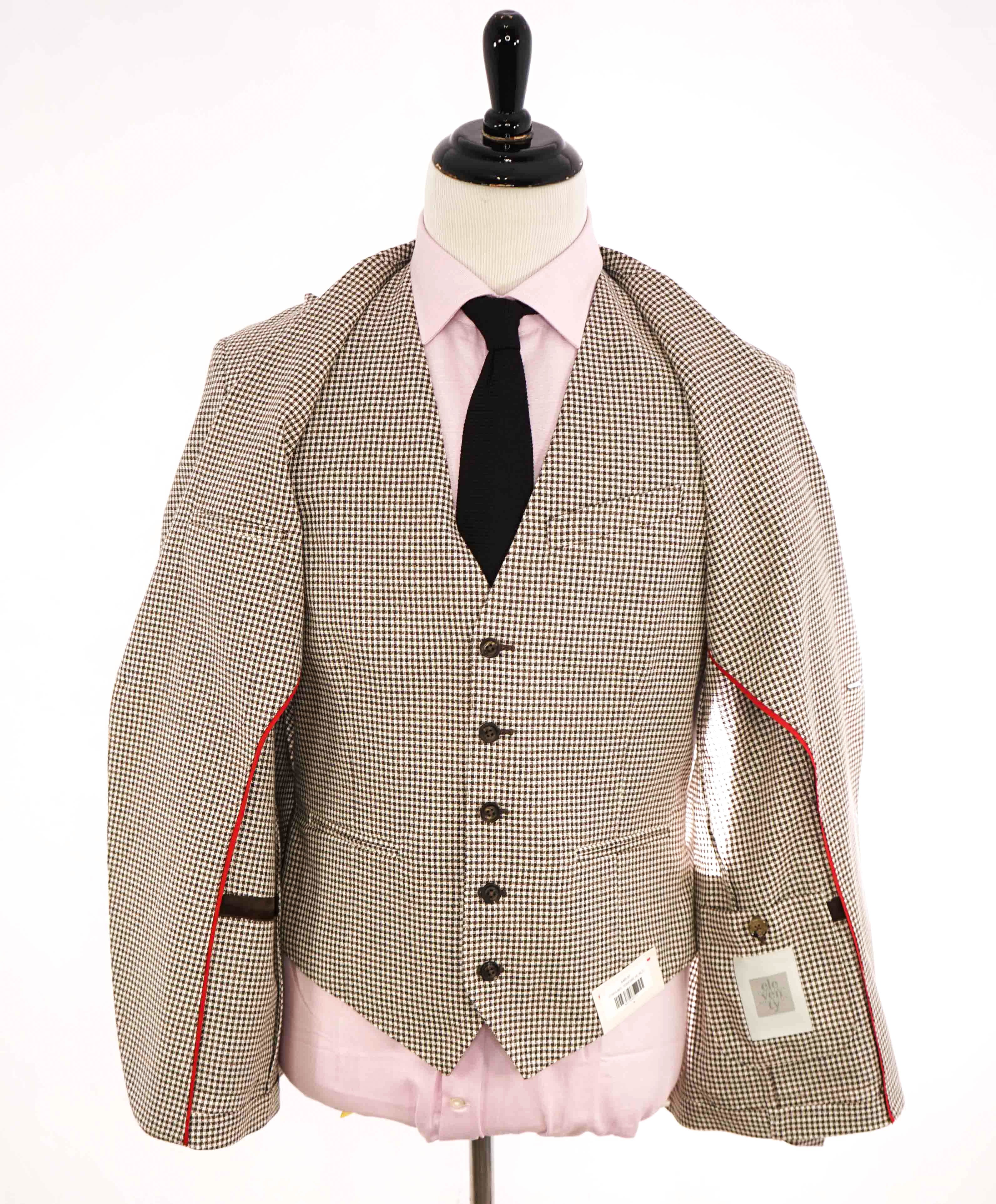 $1,395 ELEVENTY - Brown VEST & BLAZER 2-Piece Set (No Pants) - 40 (50 EU)