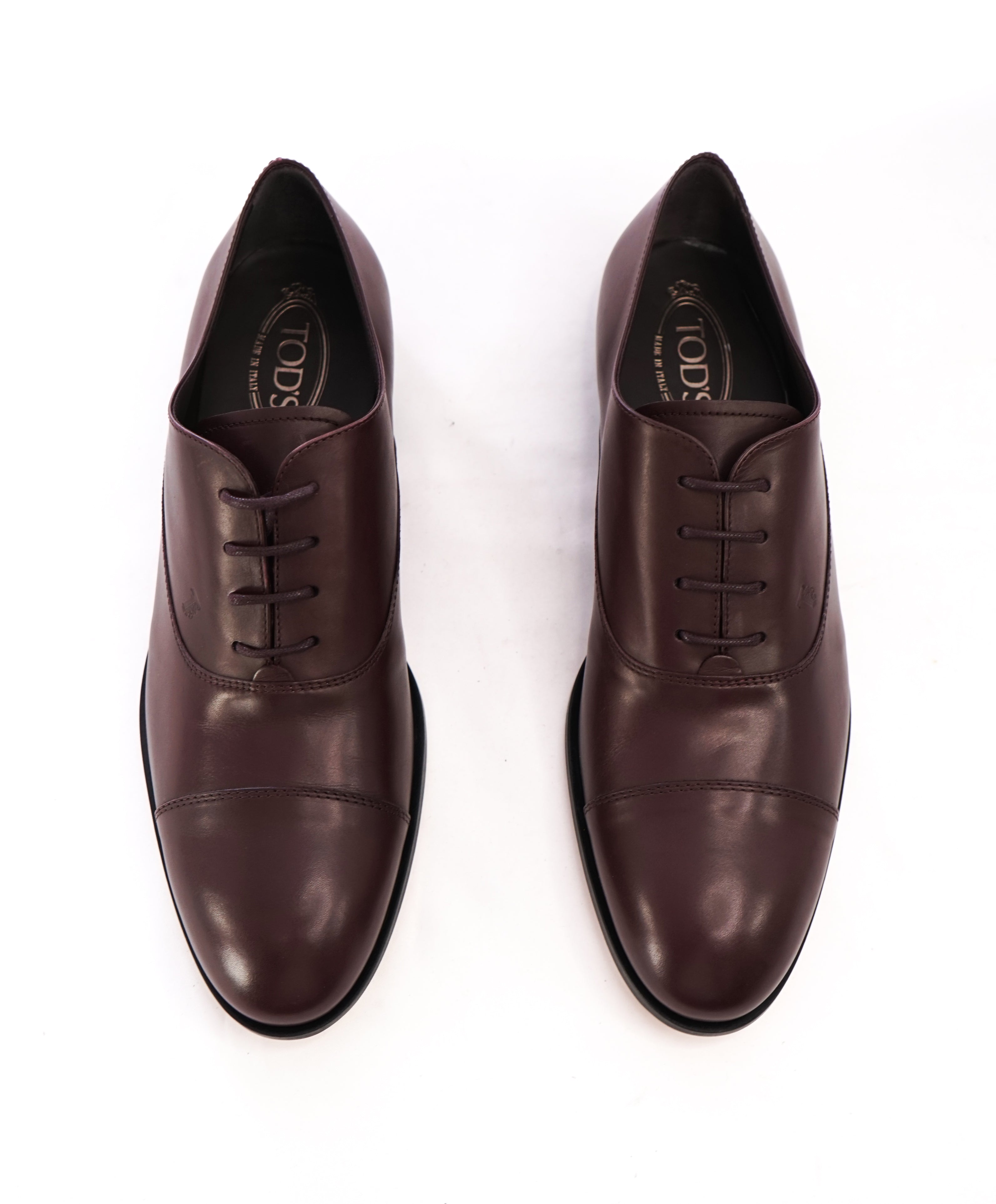 TOD’S - Burgundy Oxblood Leather Oxfords “LOGO” Leather Sole- 13US