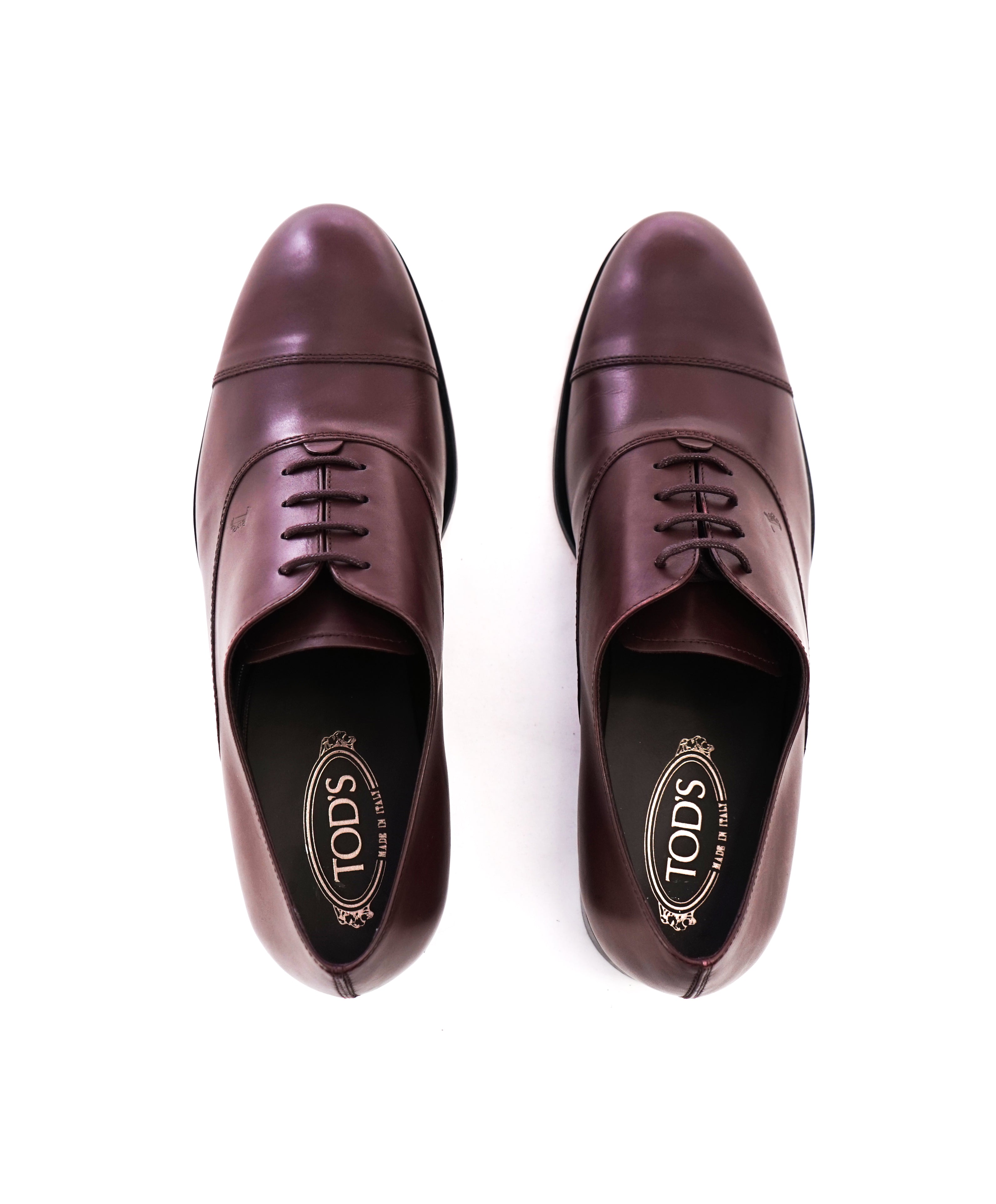 TOD’S - Burgundy Oxblood Leather Oxfords “LOGO” Leather Sole- 11US