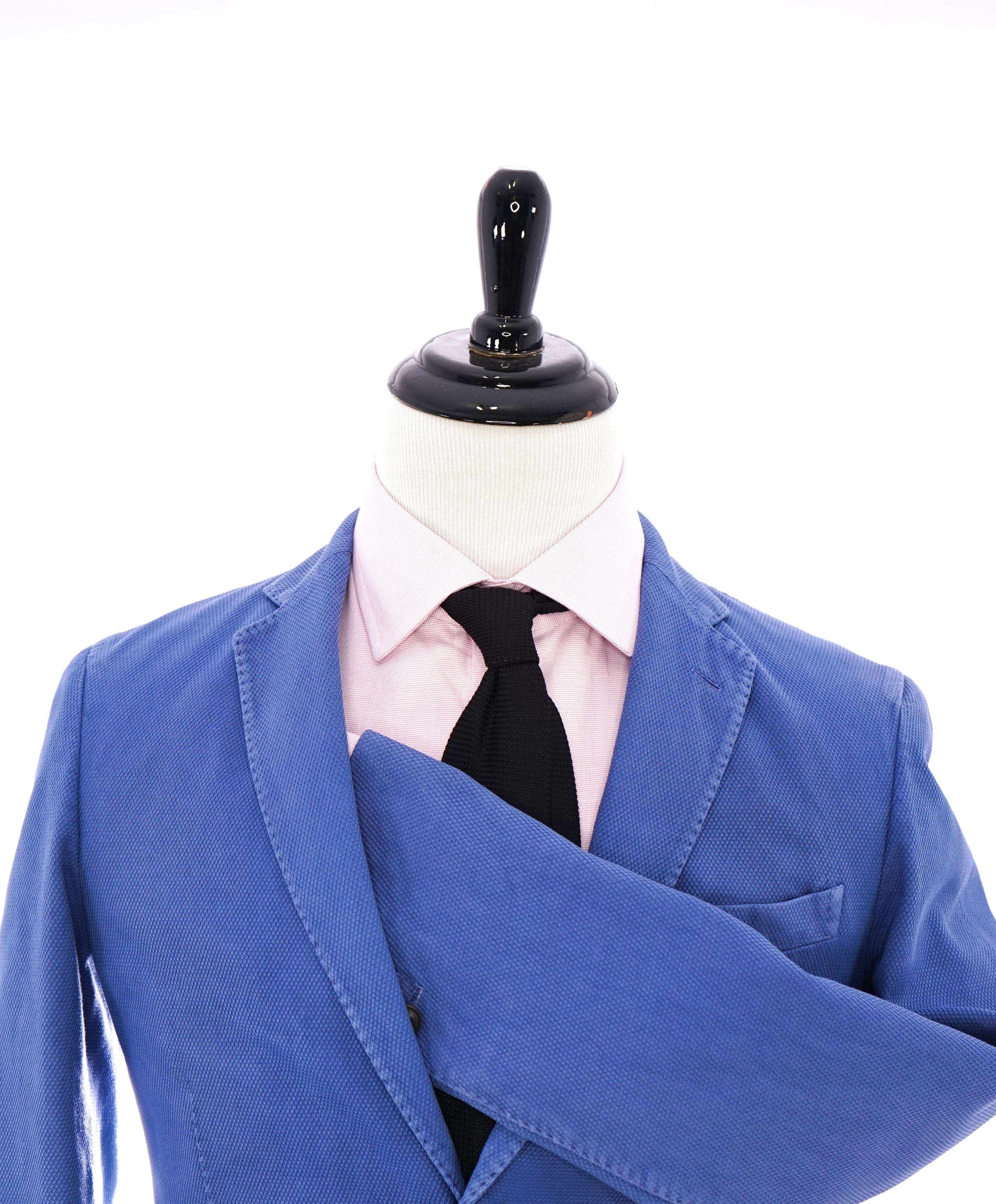 BOGLIOLI - Milano Semi-Lined Deconstructed Blue Textured Cotton Suit- 38R