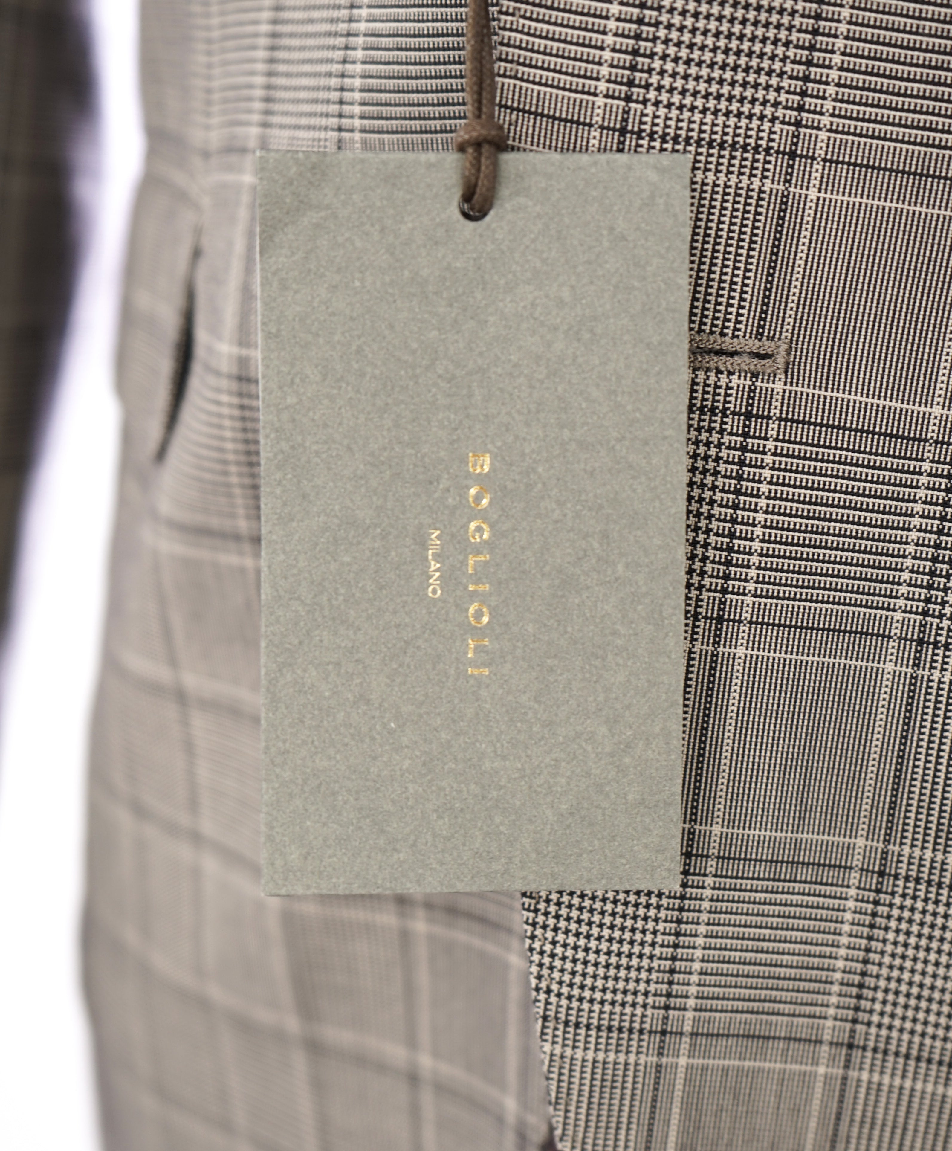 BOGLIOLI -Milano Semi-Lined Deconstructed Wool Gray/Beige Plaid Check Suit - 40R