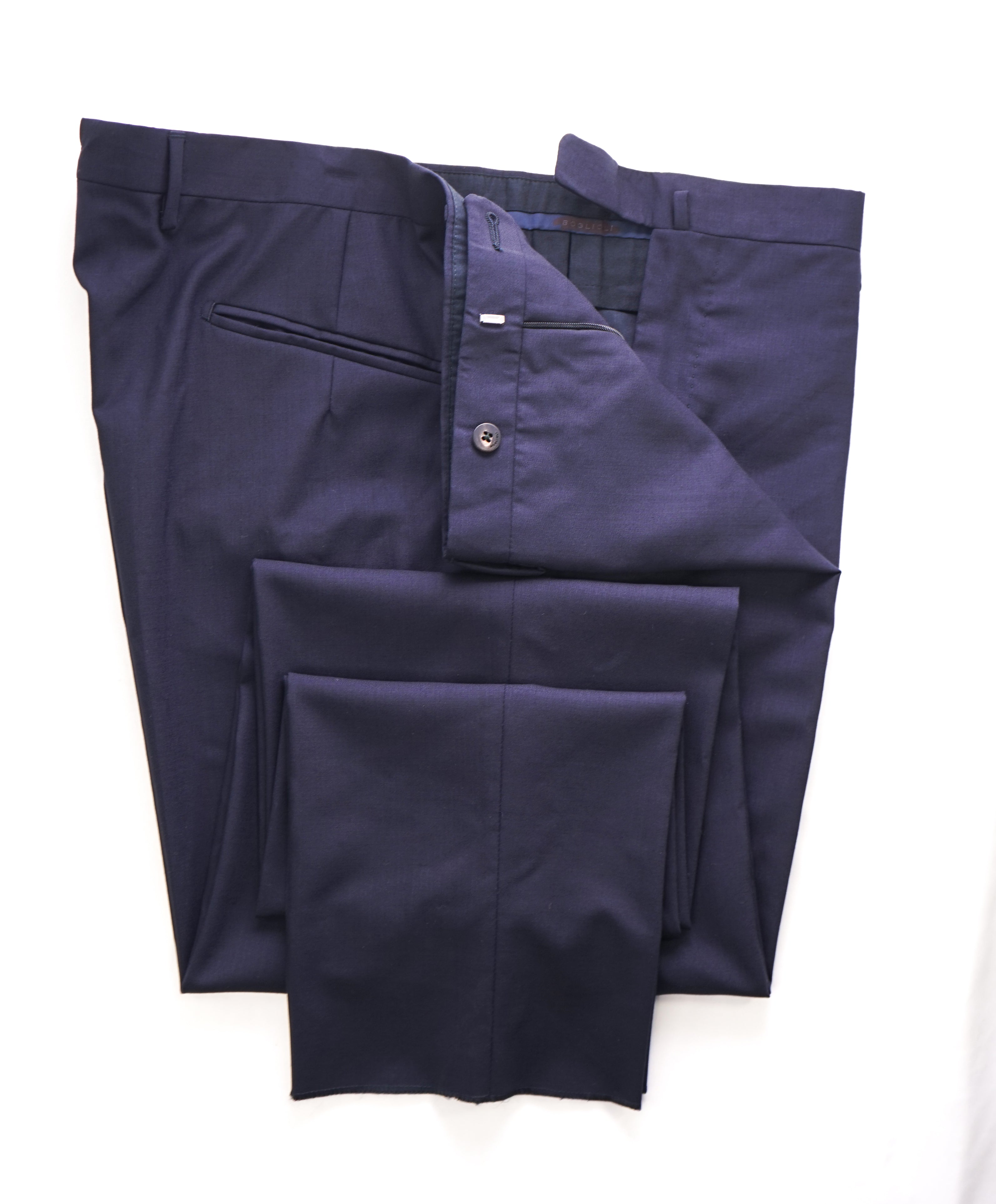 BOGLIOLI - Blue Wool PREMIUM Flat Front Dress Pants- 40W