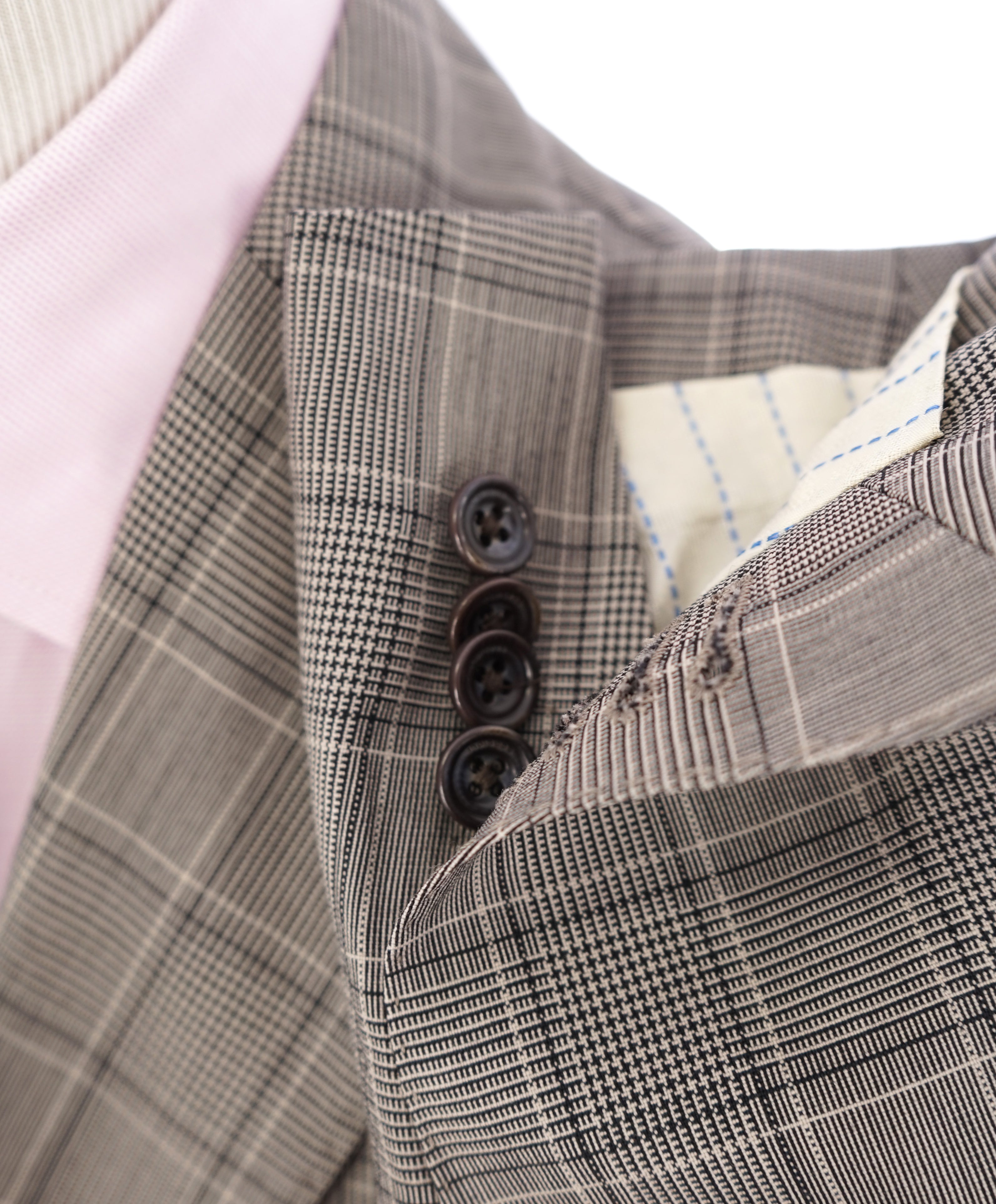 BOGLIOLI - Milano Semi-Lined Deconstructed Wool Gray/Beige Plaid Check Suit - 40R